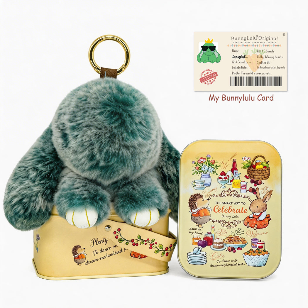 BunnyLulu Original Handmade Plush Bunny Keychain with Metal Tin Box, Gift Options for Birthday Easter