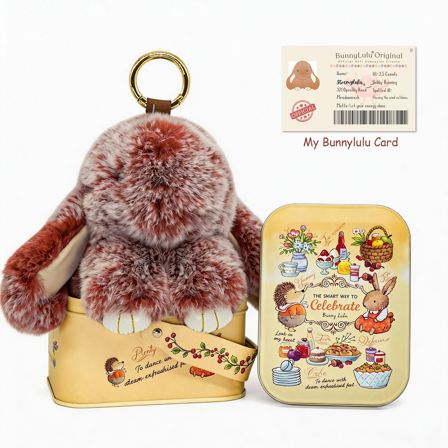 BunnyLulu Original Handmade Plush Bunny Keychain with Metal Tin Box, Gift Options for Birthday Easter