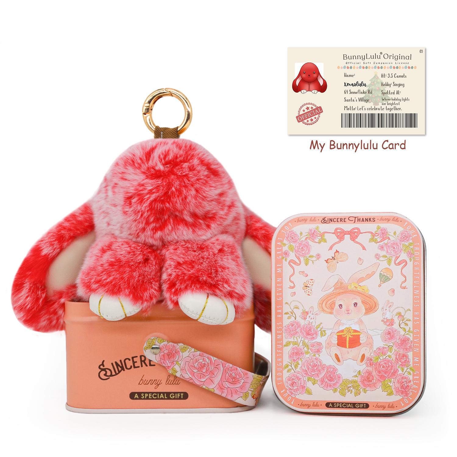 BunnyLulu Original Handmade Plush Bunny Keychain with Metal Tin Box, Gift Options for Birthday Easter