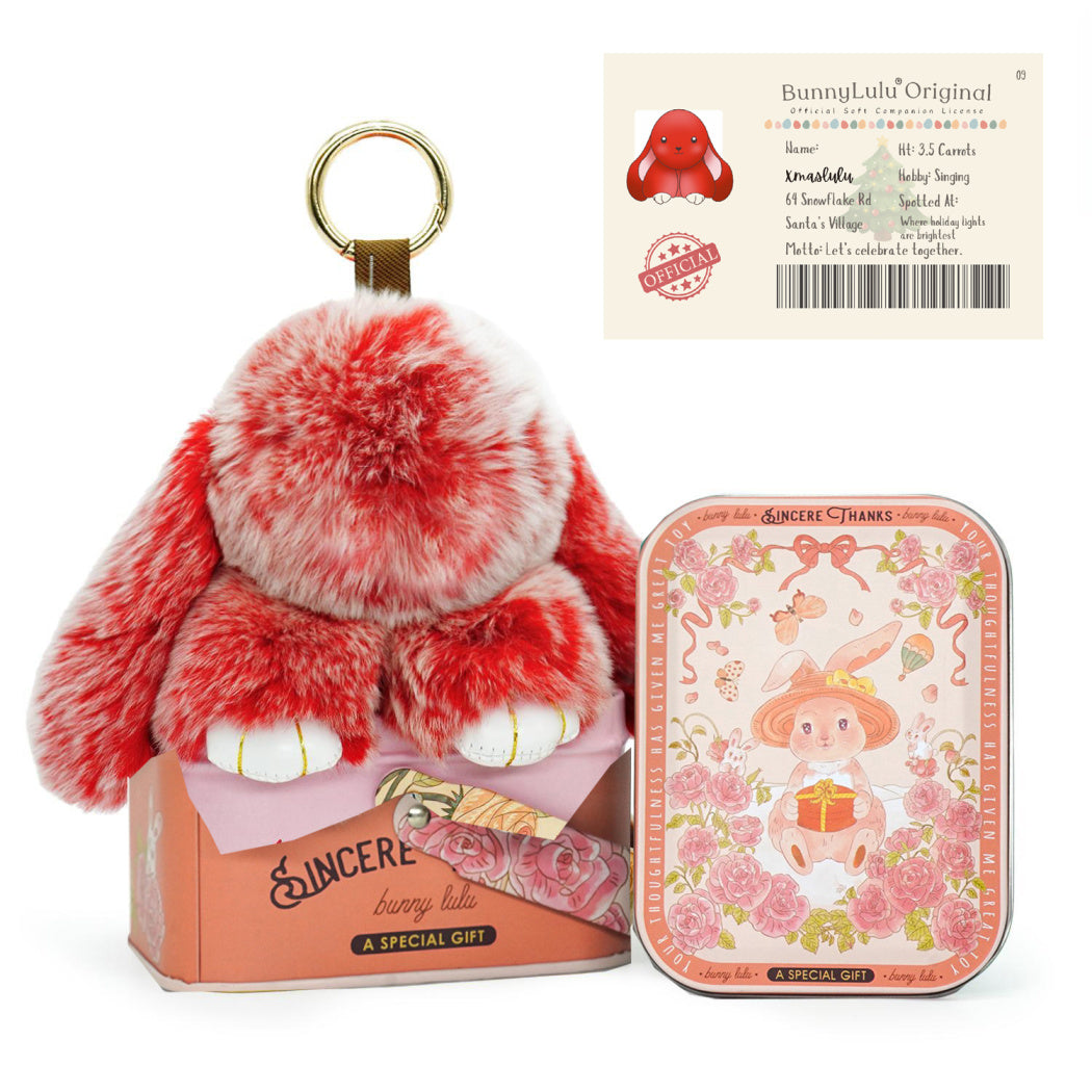 BunnyLulu Original Handmade Plush Bunny Keychain with Collector's Tin