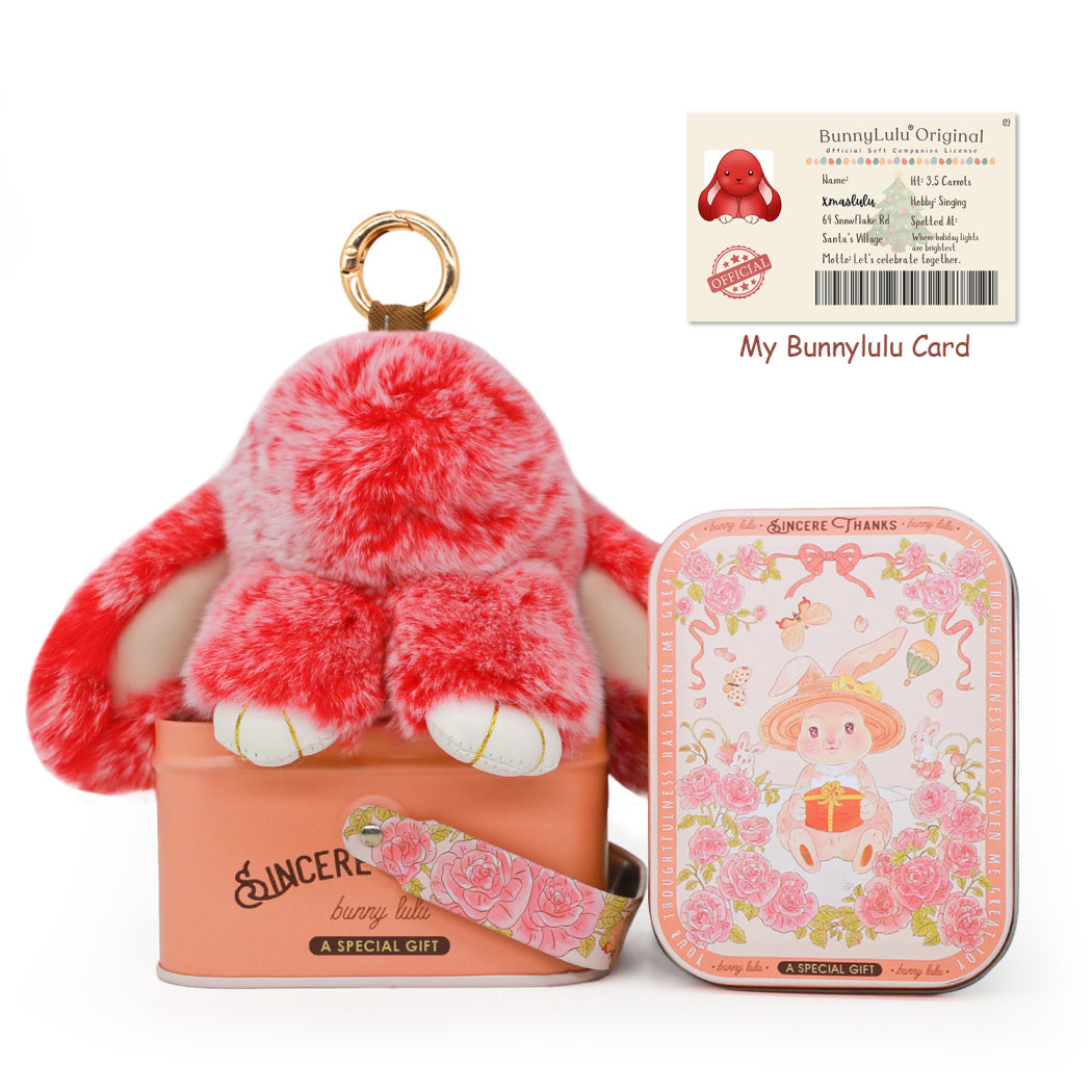 BunnyLulu Original Handmade Plush Bunny Keychain with Collector's Tin