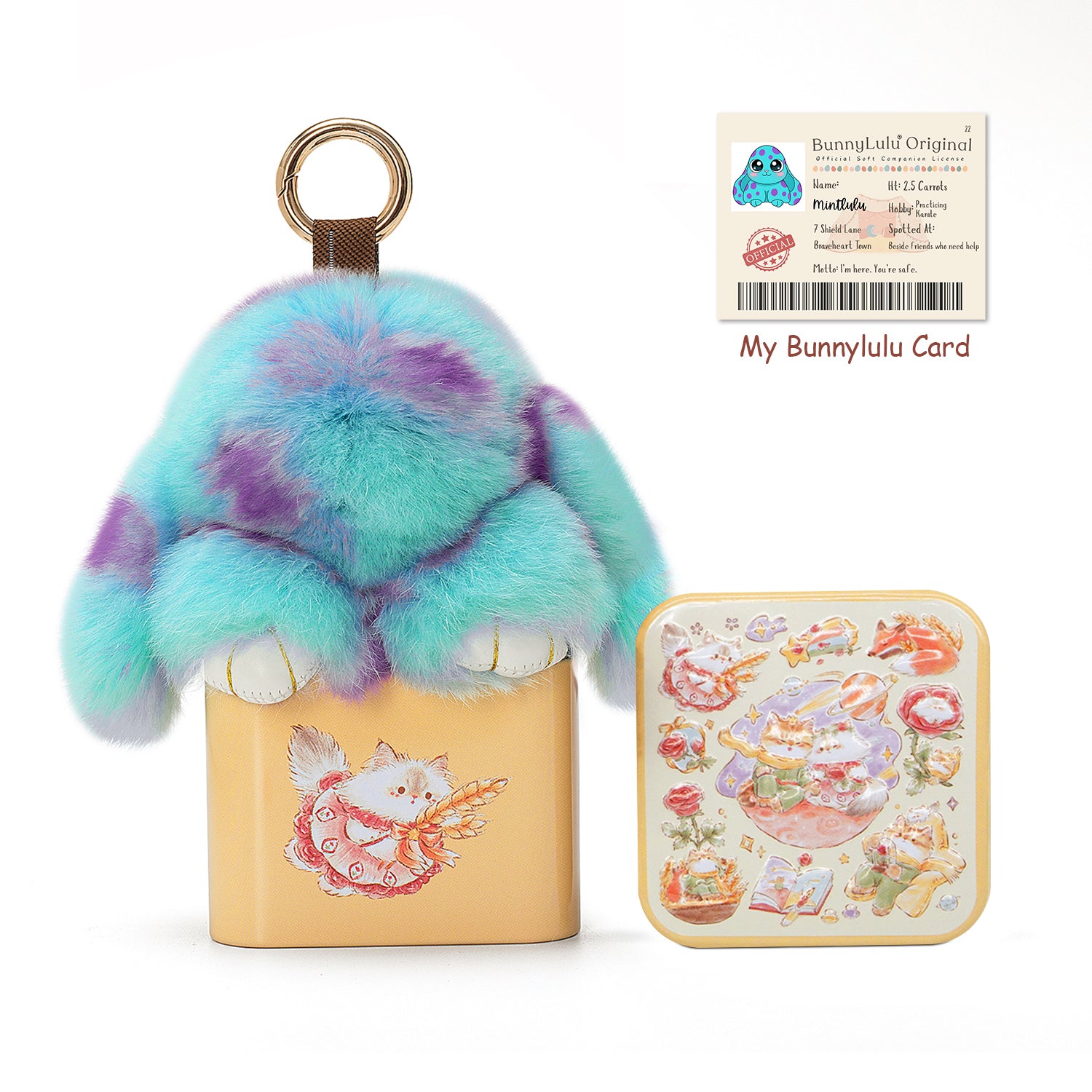 BunnyLulu Original Handmade Spotted Mini-Bunny Keychain with Gift Box Birthday Easter Gift Idea