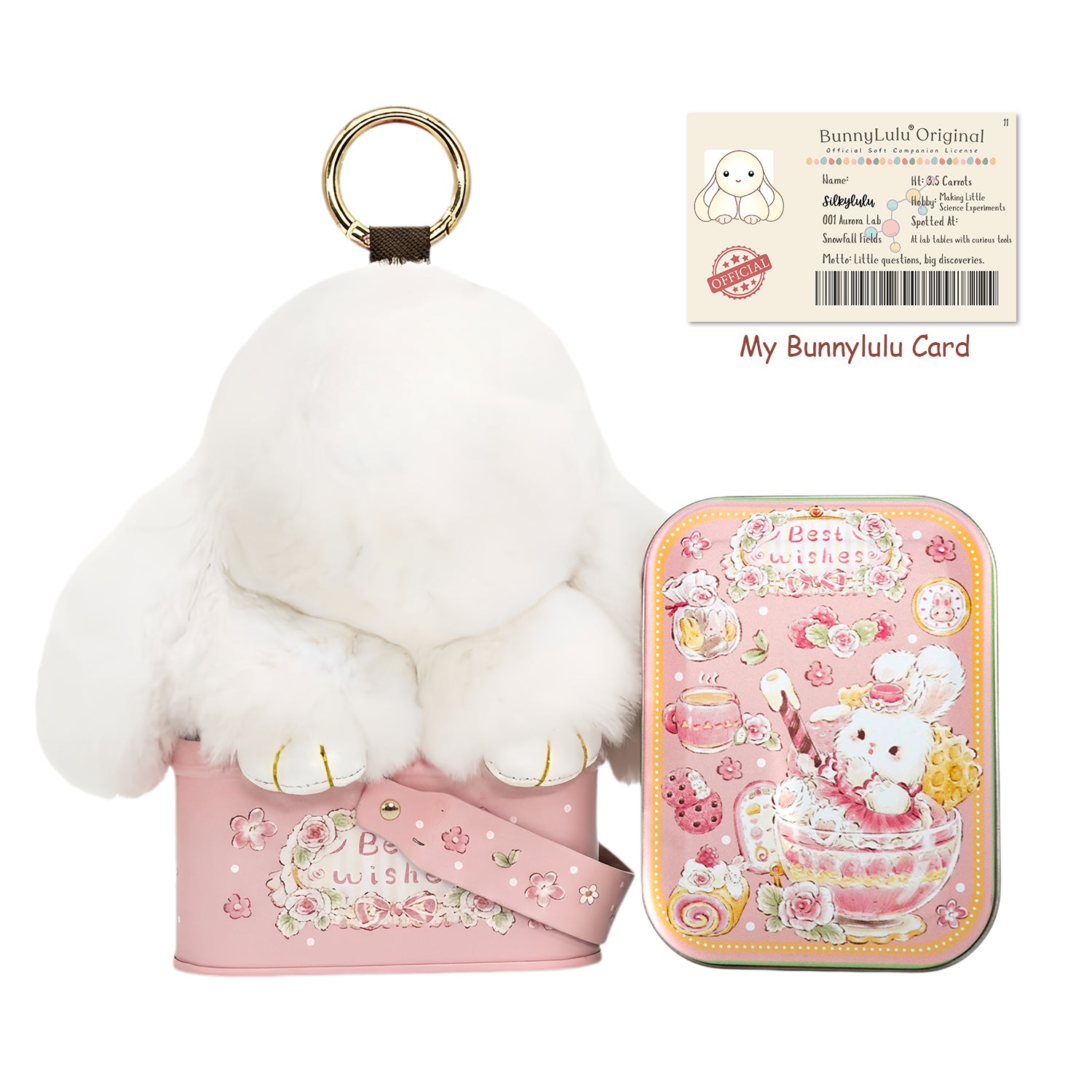 BunnyLulu Original Handmade Plush Bunny Keychain with Metal Tin Box, Gift Options for Birthday Easter