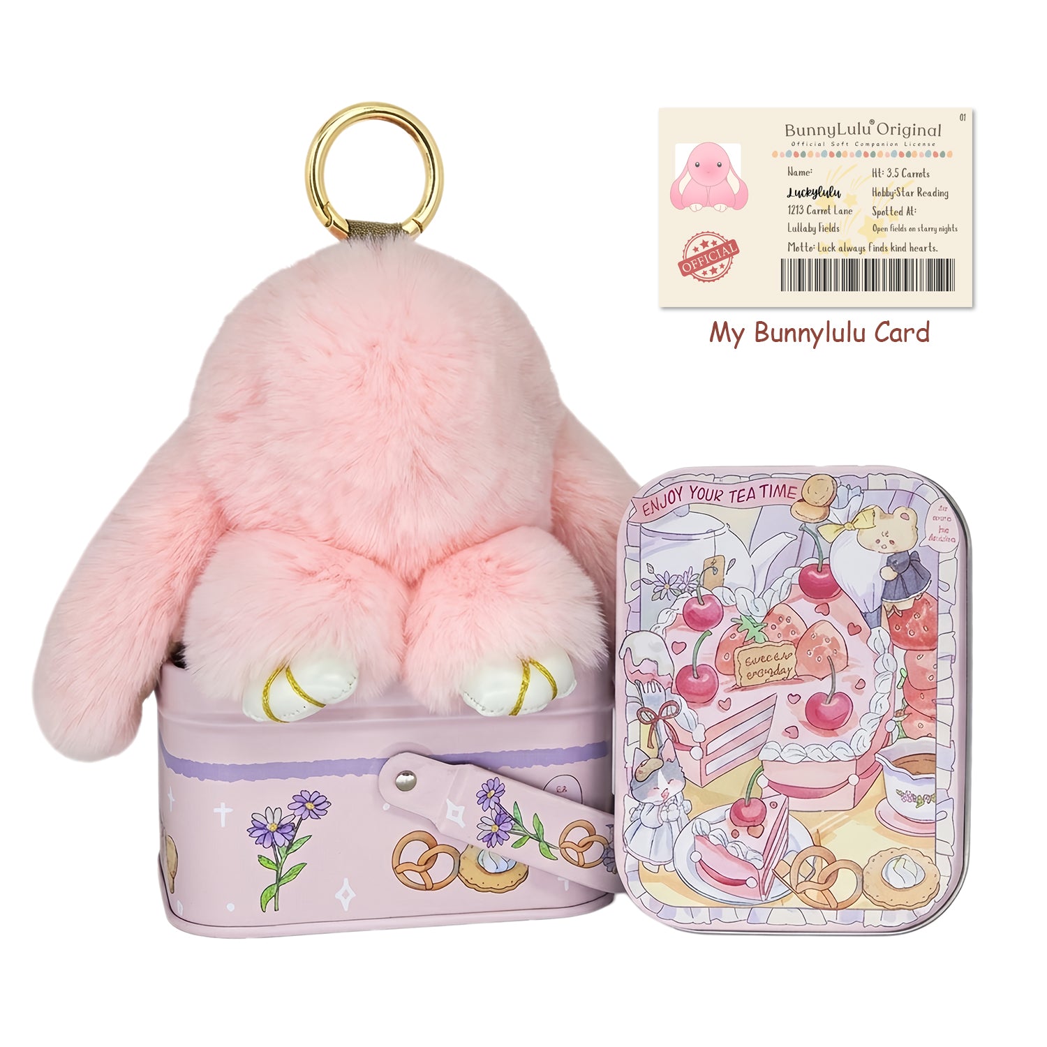 BunnyLulu Original Handmade Plush Bunny Keychain with Metal Tin Box, Gift Options for Birthday Easter