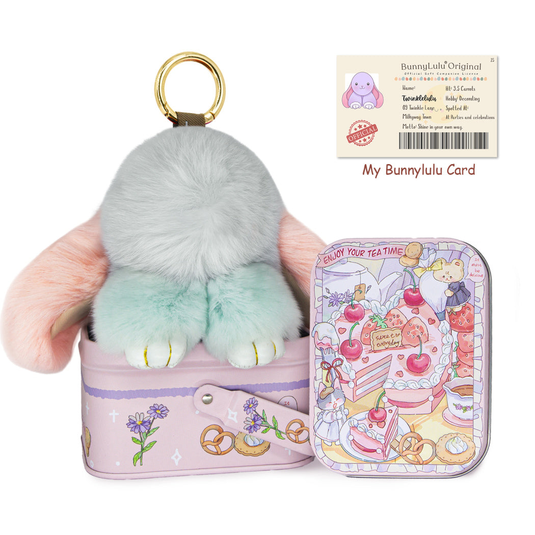 BunnyLulu Original Handmade Plush Bunny Keychain with Collector's Tin