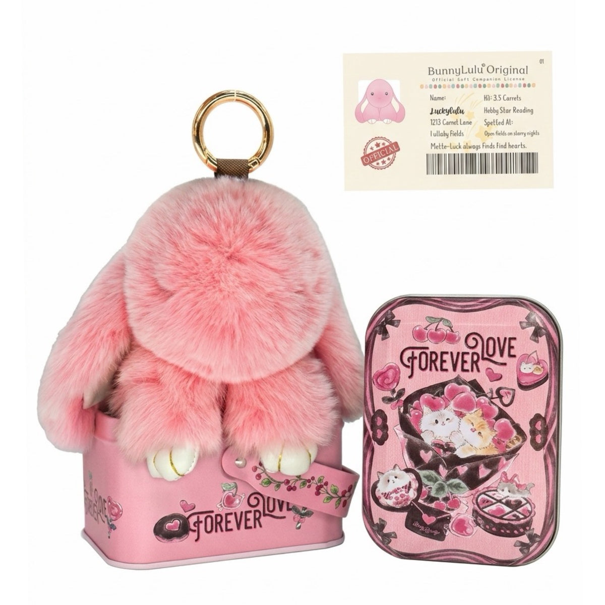 BunnyLulu Original Handmade Plush Bunny Keychain with Metal Tin Box, Gift Options for Birthday Easter