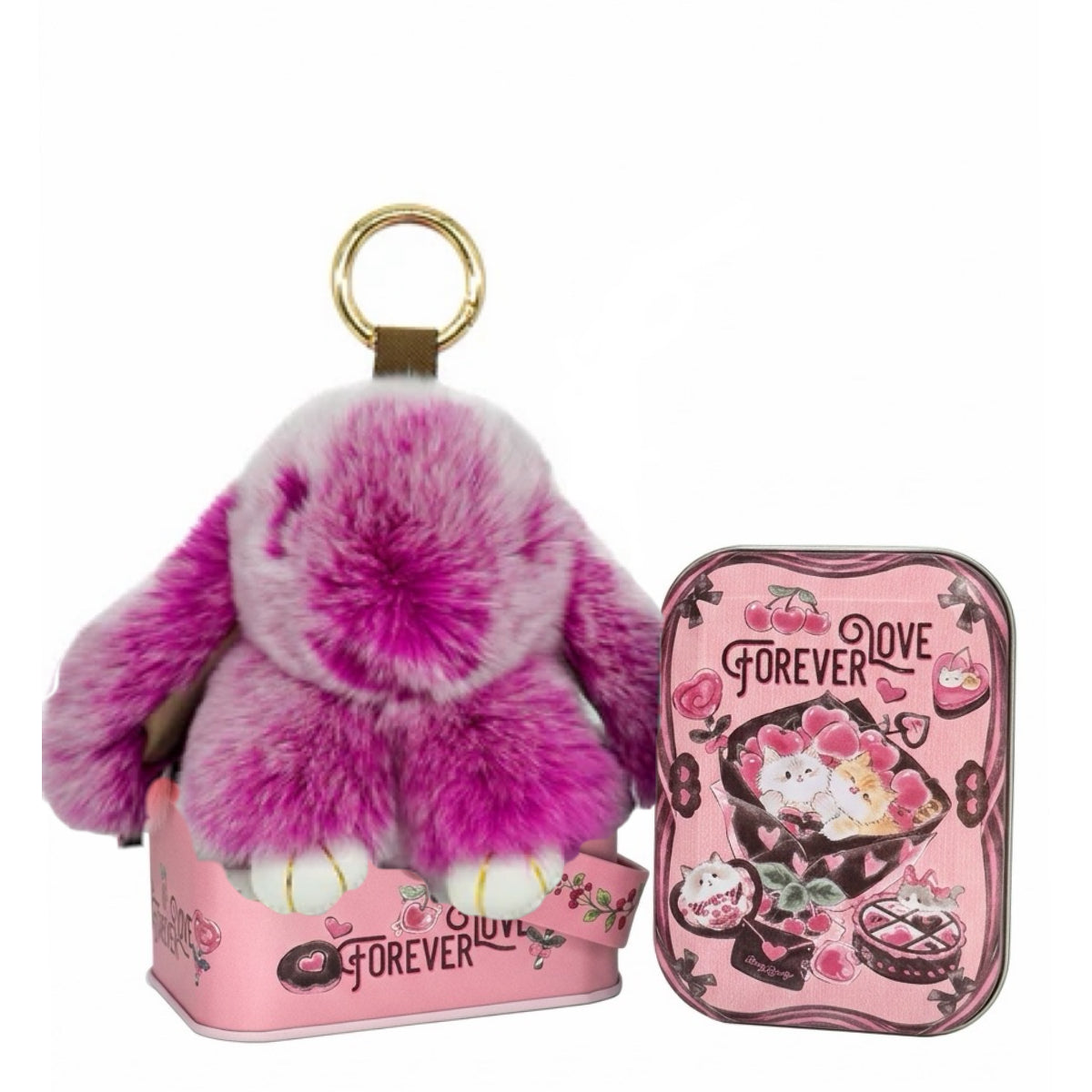 BunnyLulu Original Handmade Plush Bunny Keychain with Metal Tin Box, Gift Options for Birthday Easter
