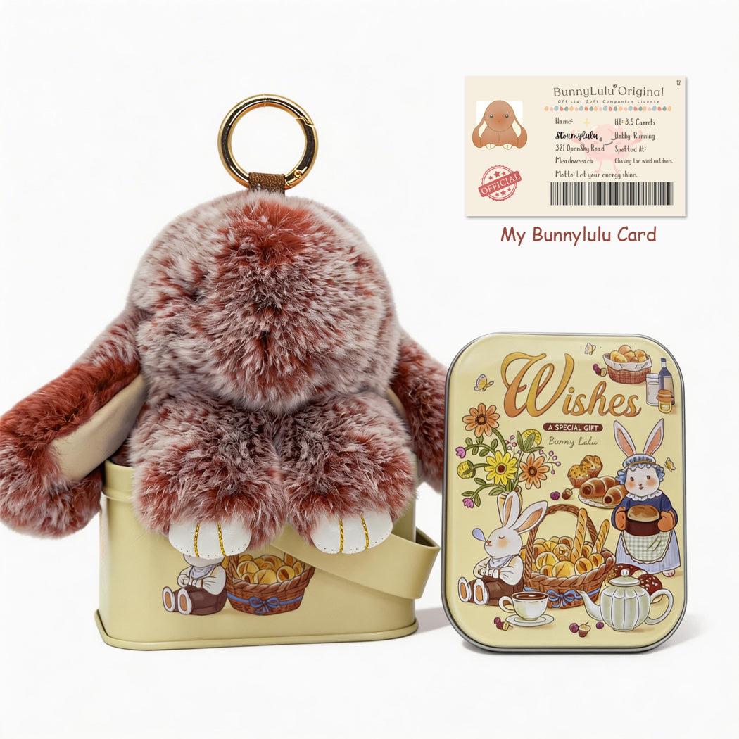 BunnyLulu Original Handmade Plush Bunny Keychain with Metal Tin Box, Gift Options for Birthday Easter