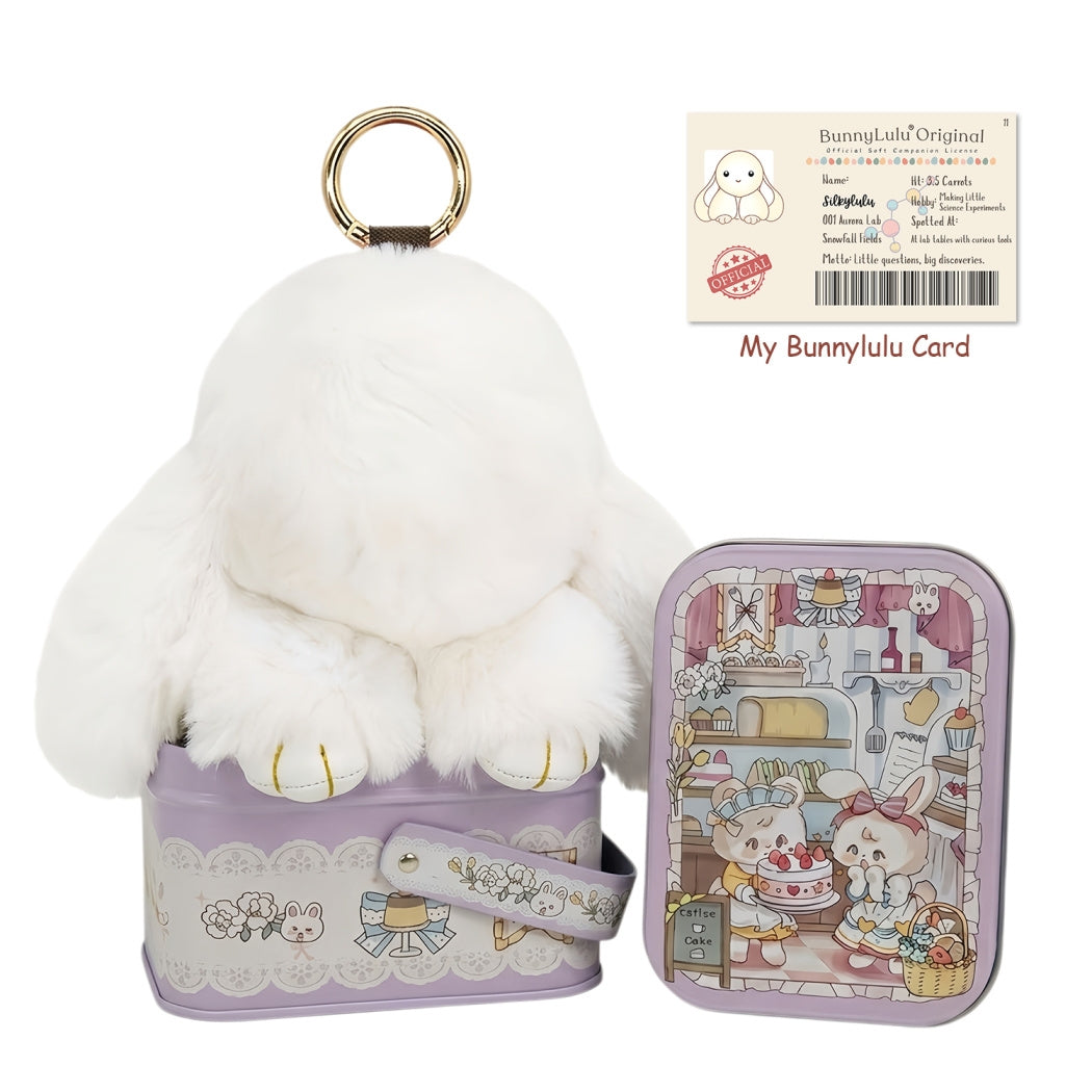 BunnyLulu Original Handmade Plush Bunny Keychain with Metal Tin Box, Gift Options for Birthday Easter