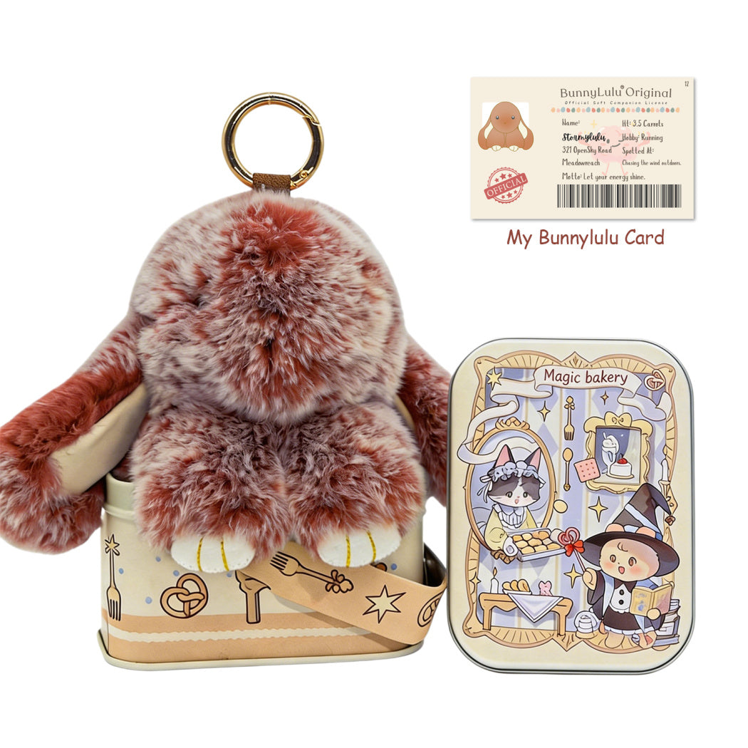 BunnyLulu Original Handmade Plush Bunny Keychain with Metal Tin Box, Gift Options for Birthday Easter