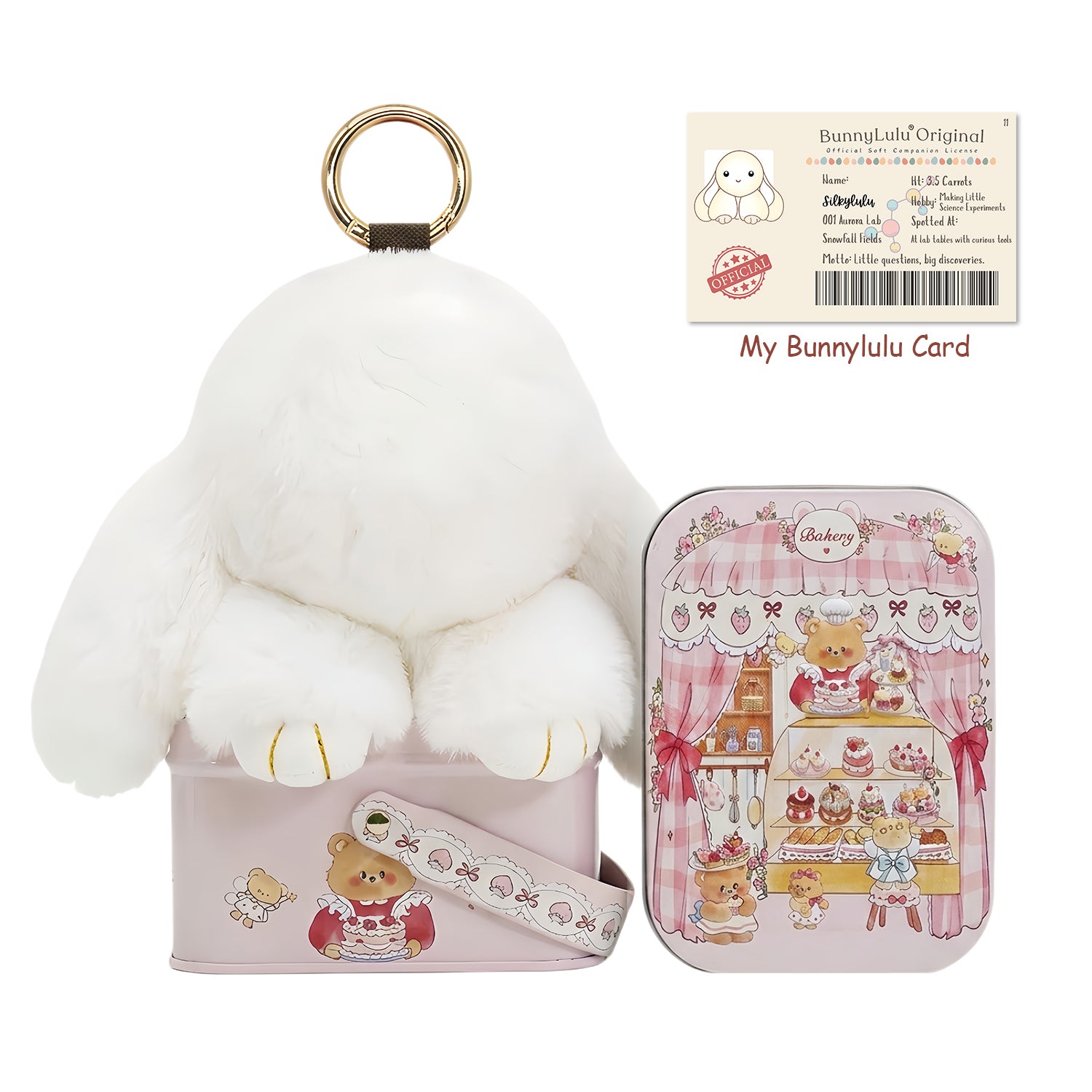 BunnyLulu Original Handmade Plush Bunny Keychain with Metal Tin Box, Gift Options for Birthday Easter