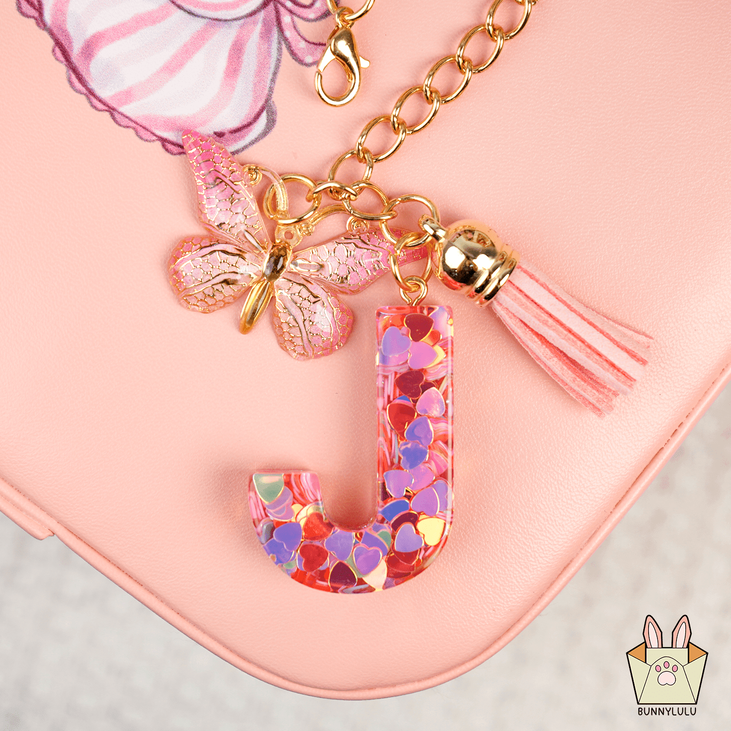 【BunnyLulu】Initial Letter Resin Keychains with Tassle - BunnyLulu