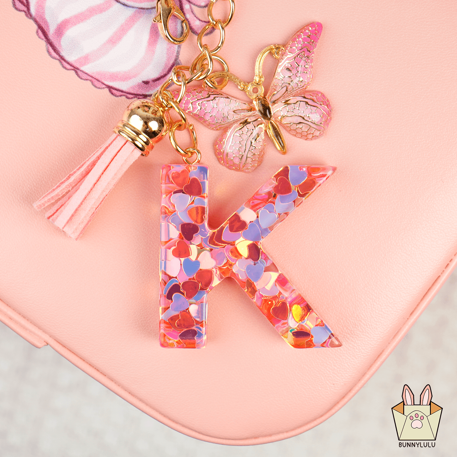 【BunnyLulu】Initial Letter Resin Keychains with Tassle - BunnyLulu