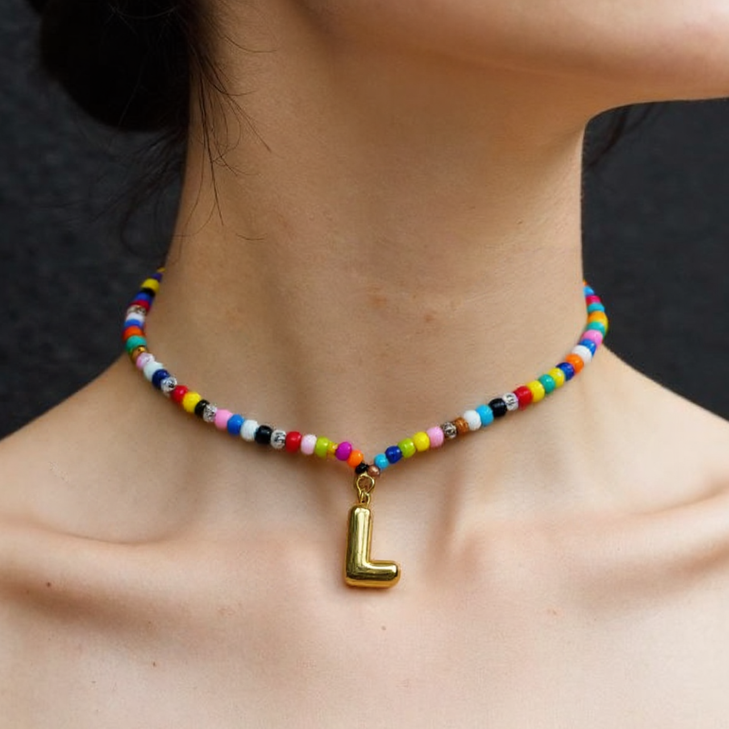 Handmade Boho A-Z Letter Necklace – Colorful Beads, Beach Style