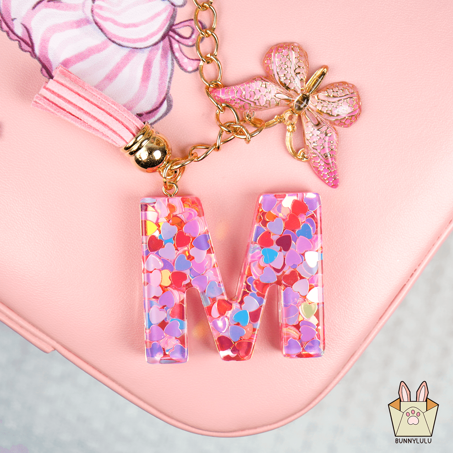 【BunnyLulu】Initial Letter Resin Keychains with Tassle - BunnyLulu