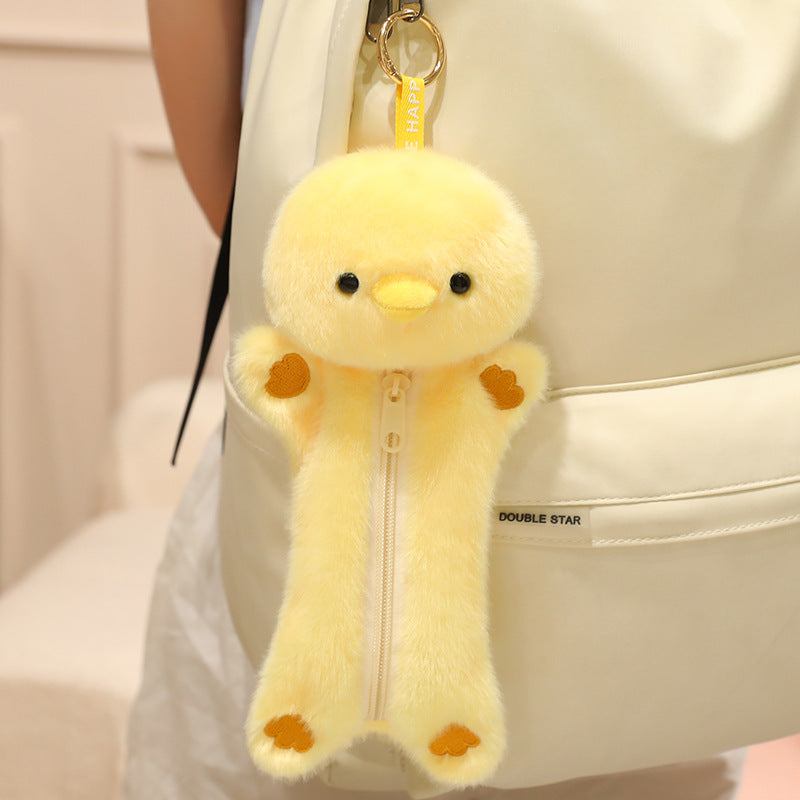 Bunnylulu Original Fluffy Cute Animal Plush Zipper Pouch – Pencil Case & Bag Charm Keychain