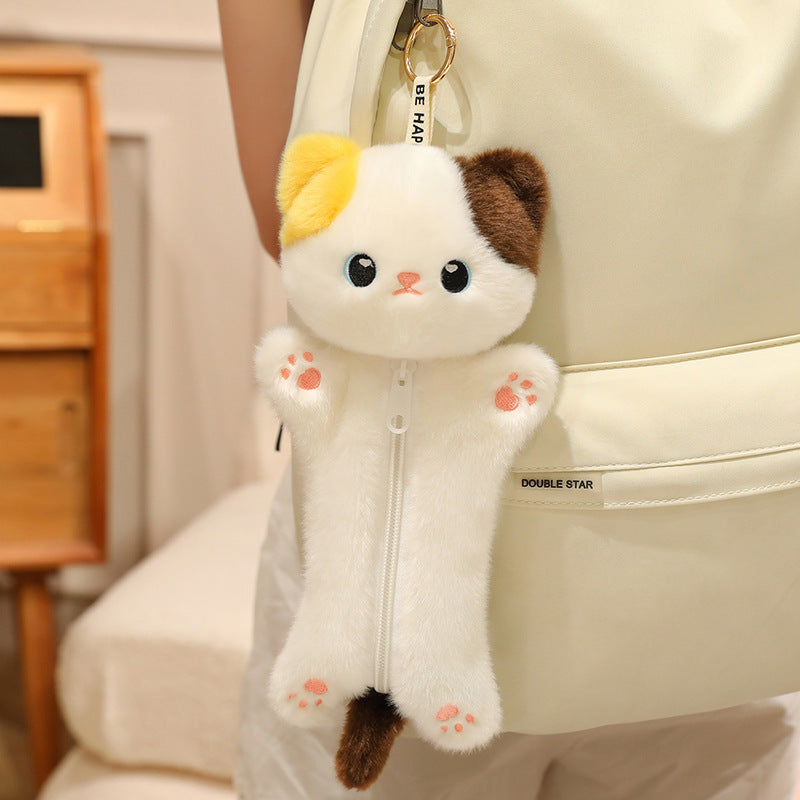 Bunnylulu Original Fluffy Cute Animal Plush Zipper Pouch – Pencil Case & Bag Charm Keychain