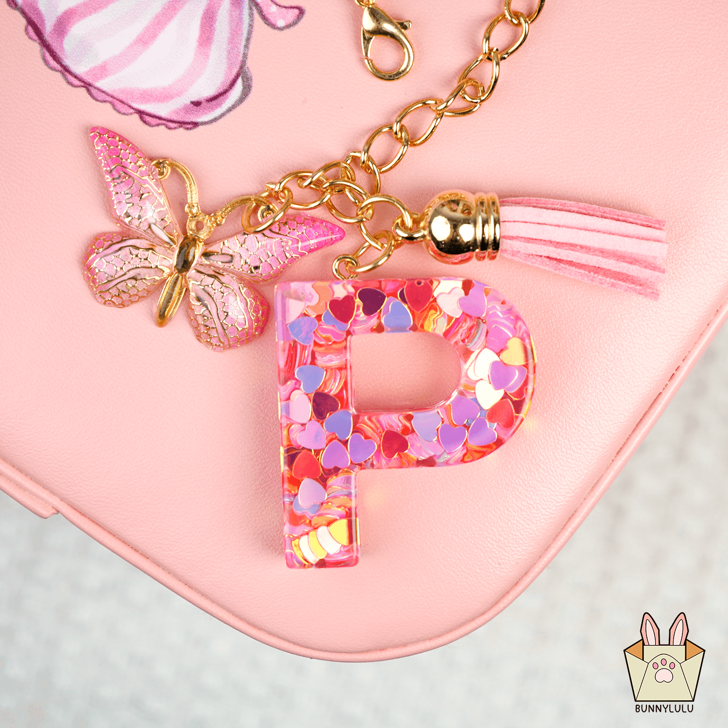 【BunnyLulu】Initial Letter Resin Keychains with Tassle - BunnyLulu