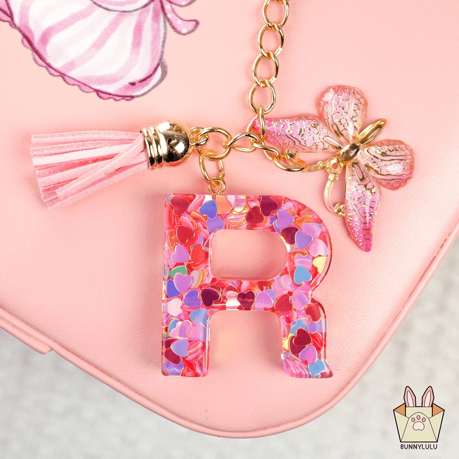 【BunnyLulu】Initial Letter Resin Keychains with Tassle - BunnyLulu