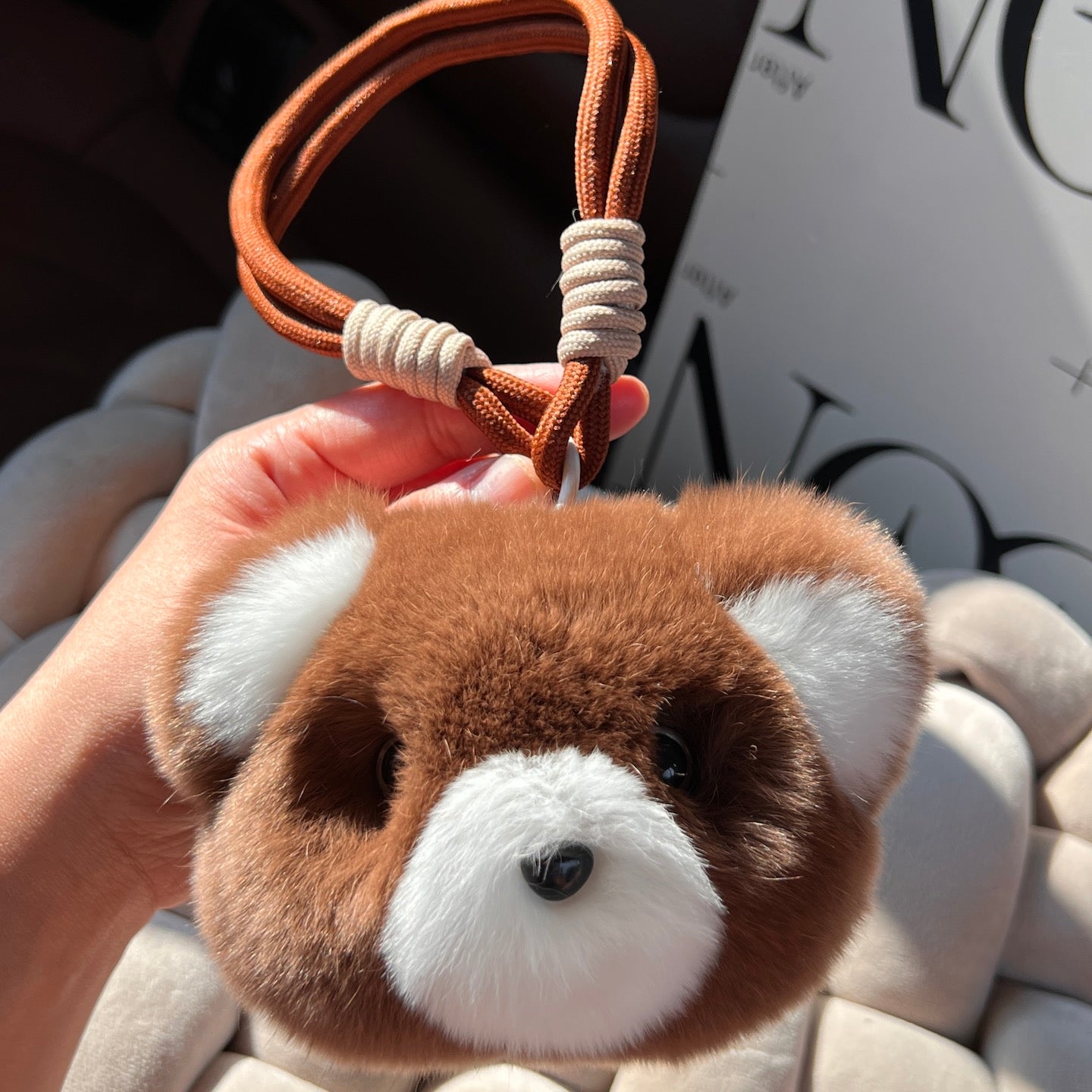 Fluffy Teddy Bear Head Keychain with Gift Tin