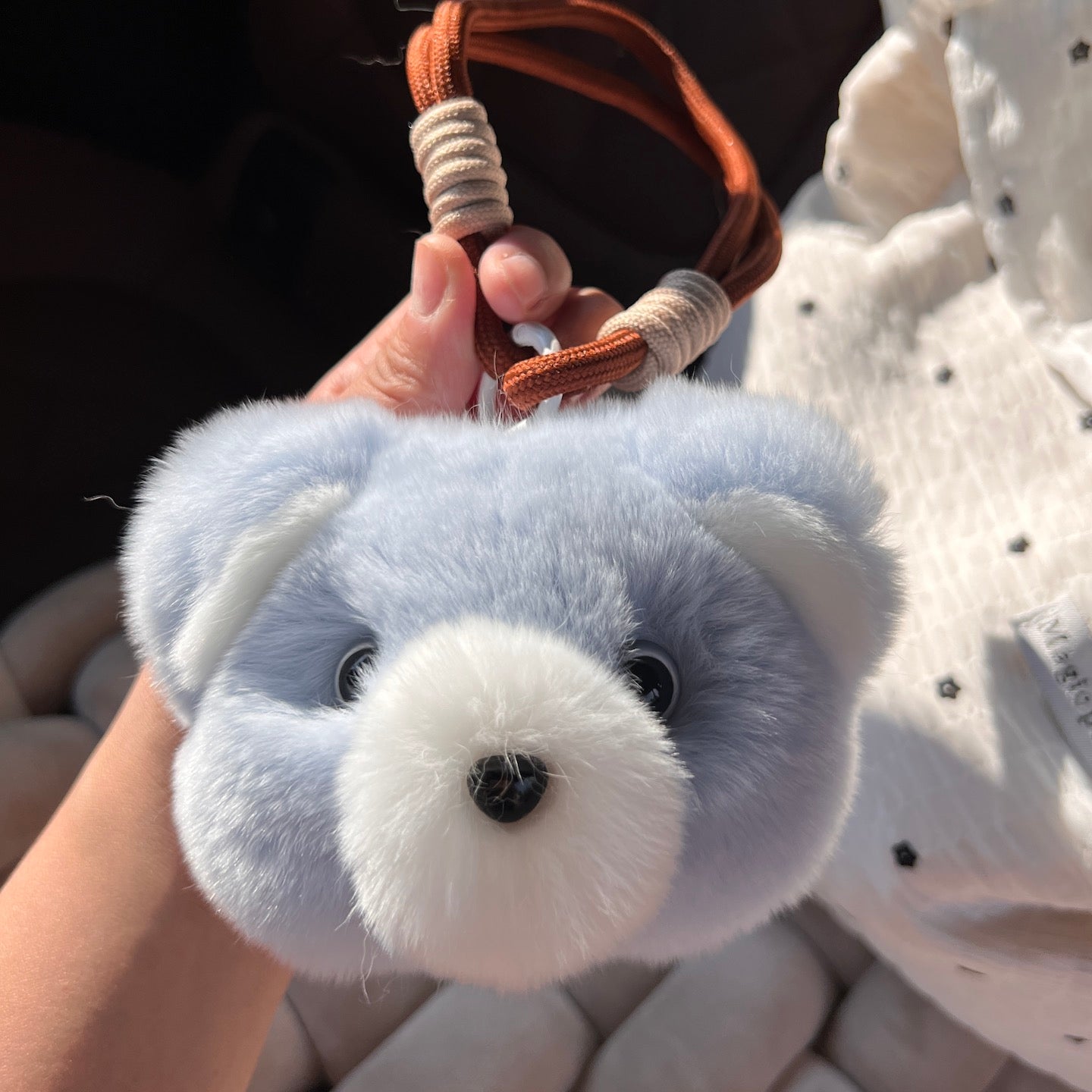 Fluffy Teddy Bear Head Keychain with Gift Tin