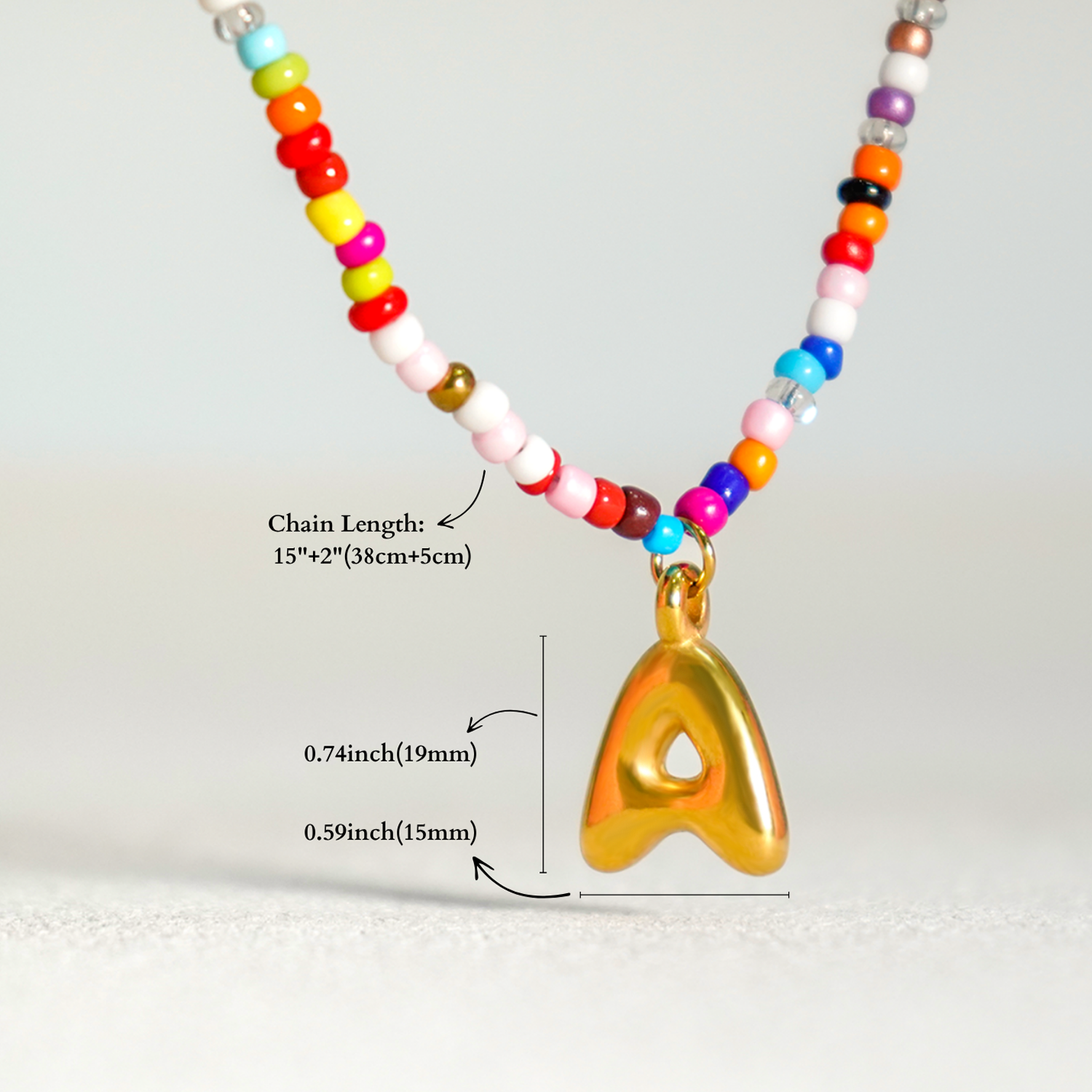 Handmade Boho A-Z Letter Necklace – Colorful Beads, Beach Style