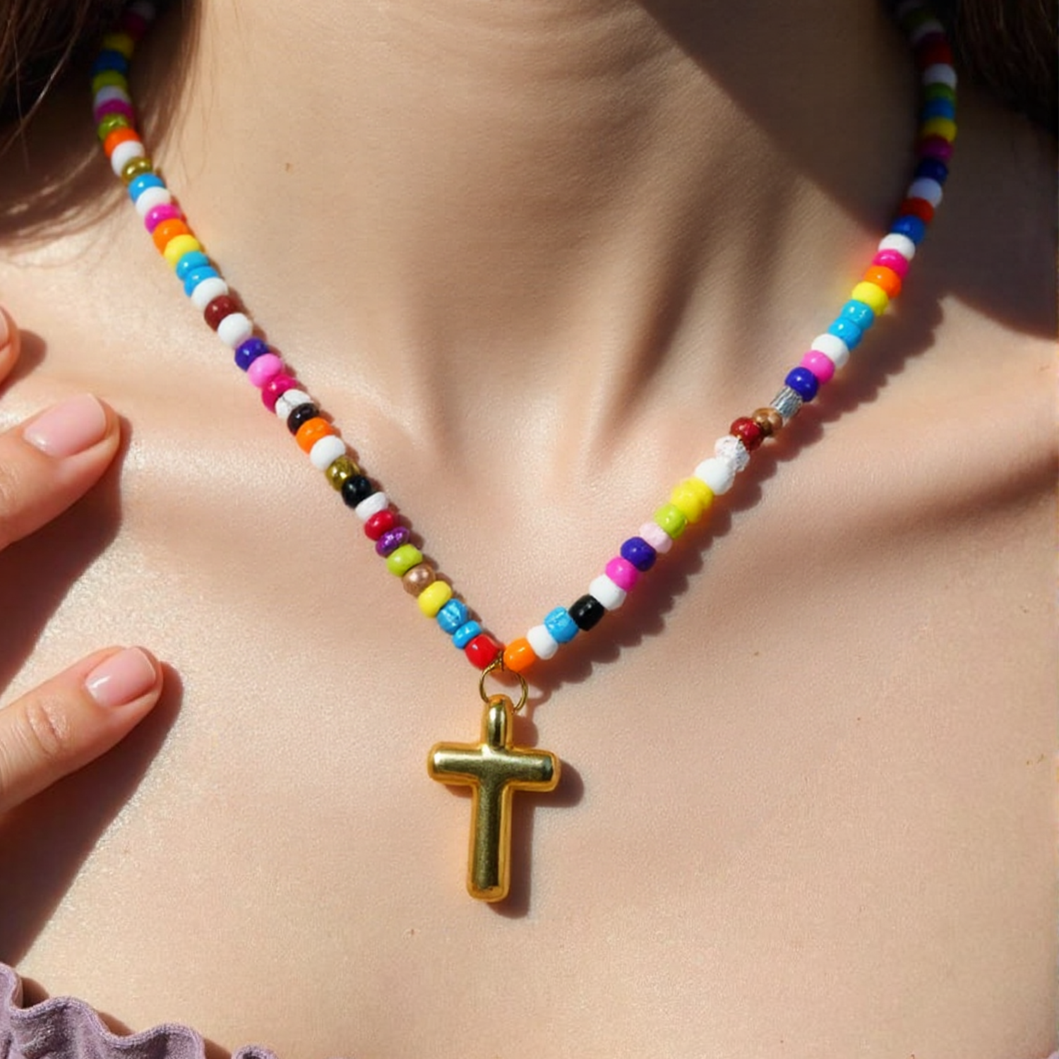 Handmade Boho A-Z Letter Necklace – Colorful Beads, Beach Style