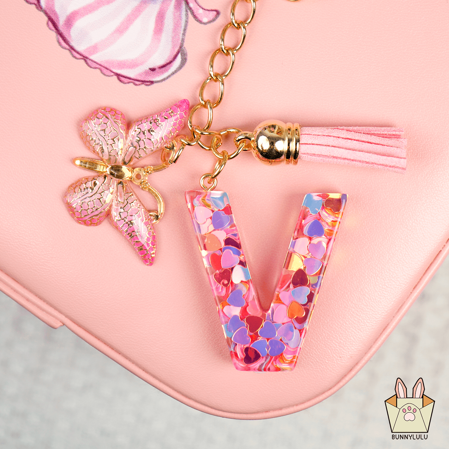 【BunnyLulu】Initial Letter Resin Keychains with Tassle - BunnyLulu