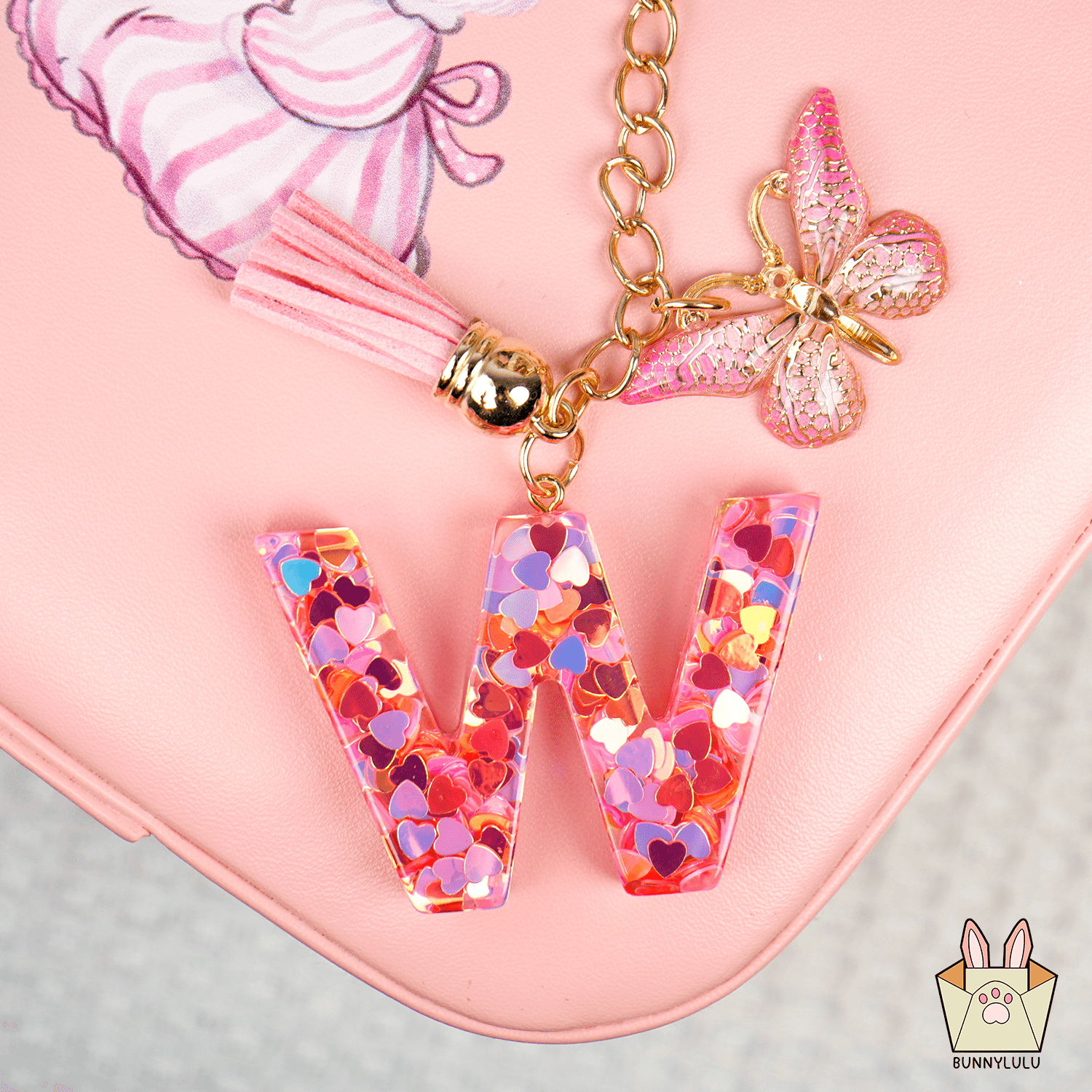 【BunnyLulu】Initial Letter Resin Keychains with Tassle - BunnyLulu