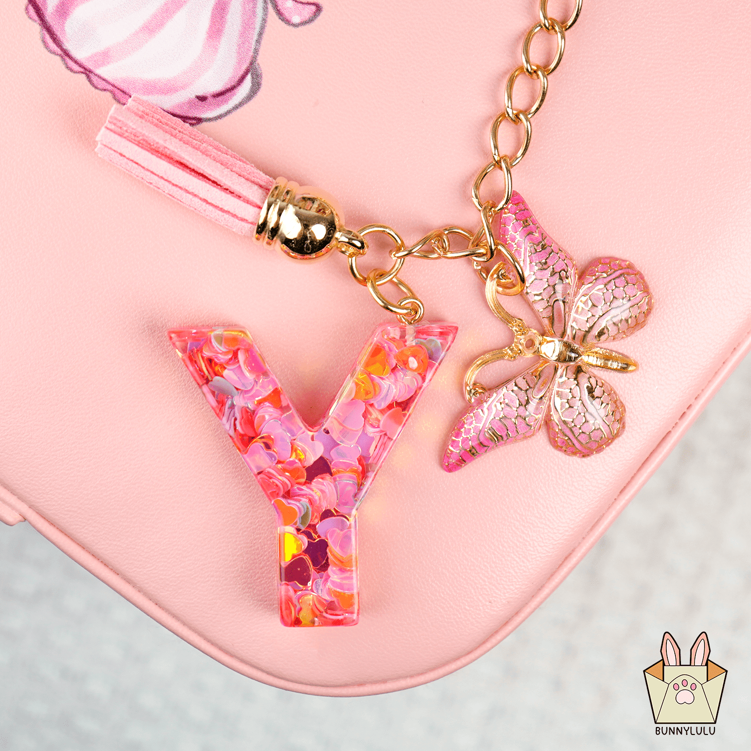 【BunnyLulu】Initial Letter Resin Keychains with Tassle - BunnyLulu