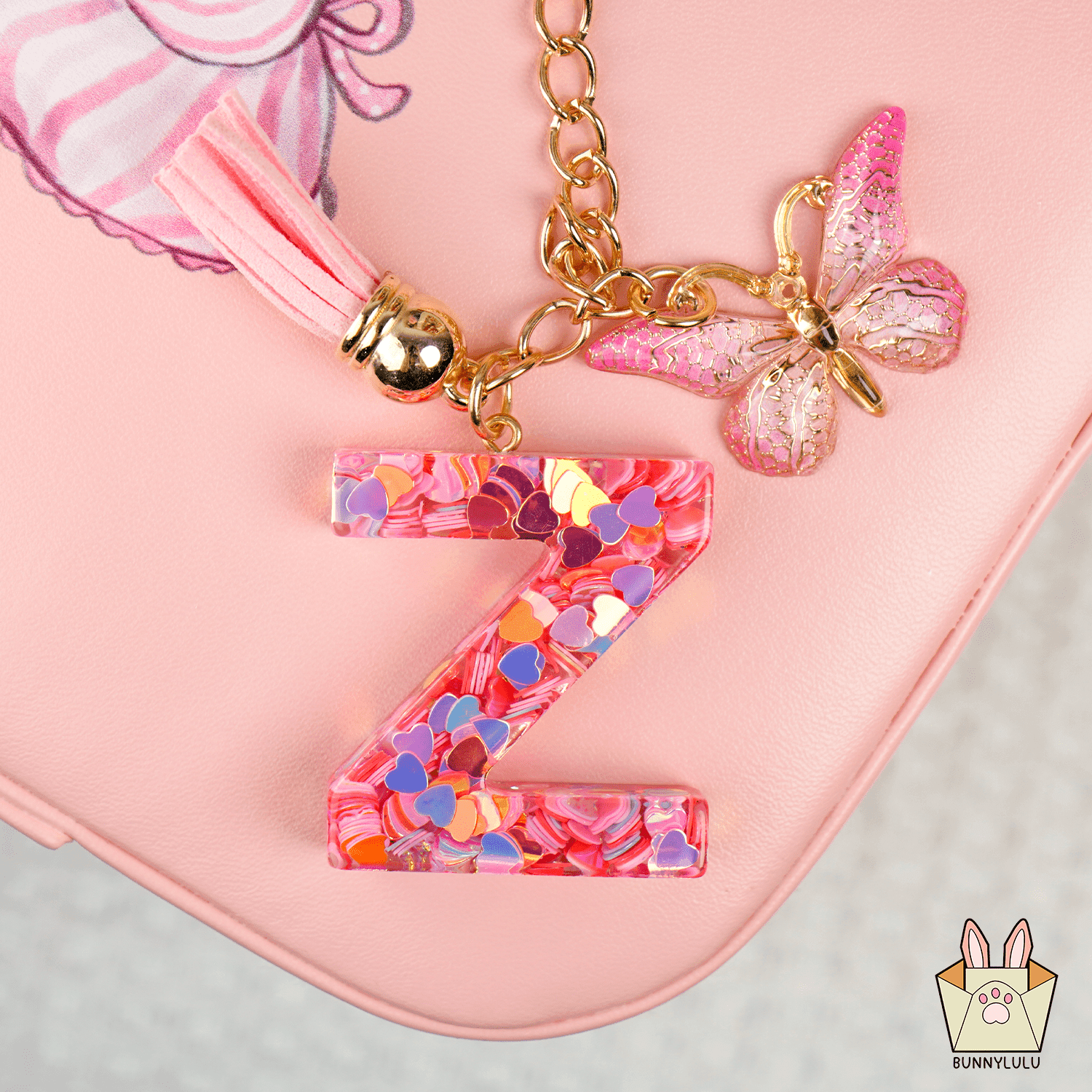 【BunnyLulu】Initial Letter Resin Keychains with Tassle - BunnyLulu