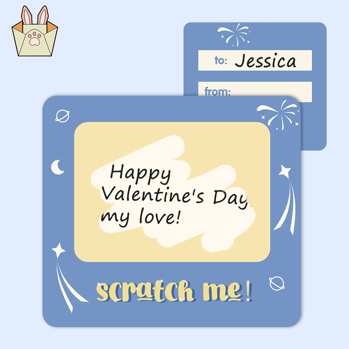 Bunnylulu 9 Pcs DIY Scratchoff Cards, Love Note Scratch Off Cards with 9 Envelopes, For Valentine Galentine Birthday - BunnyLulu