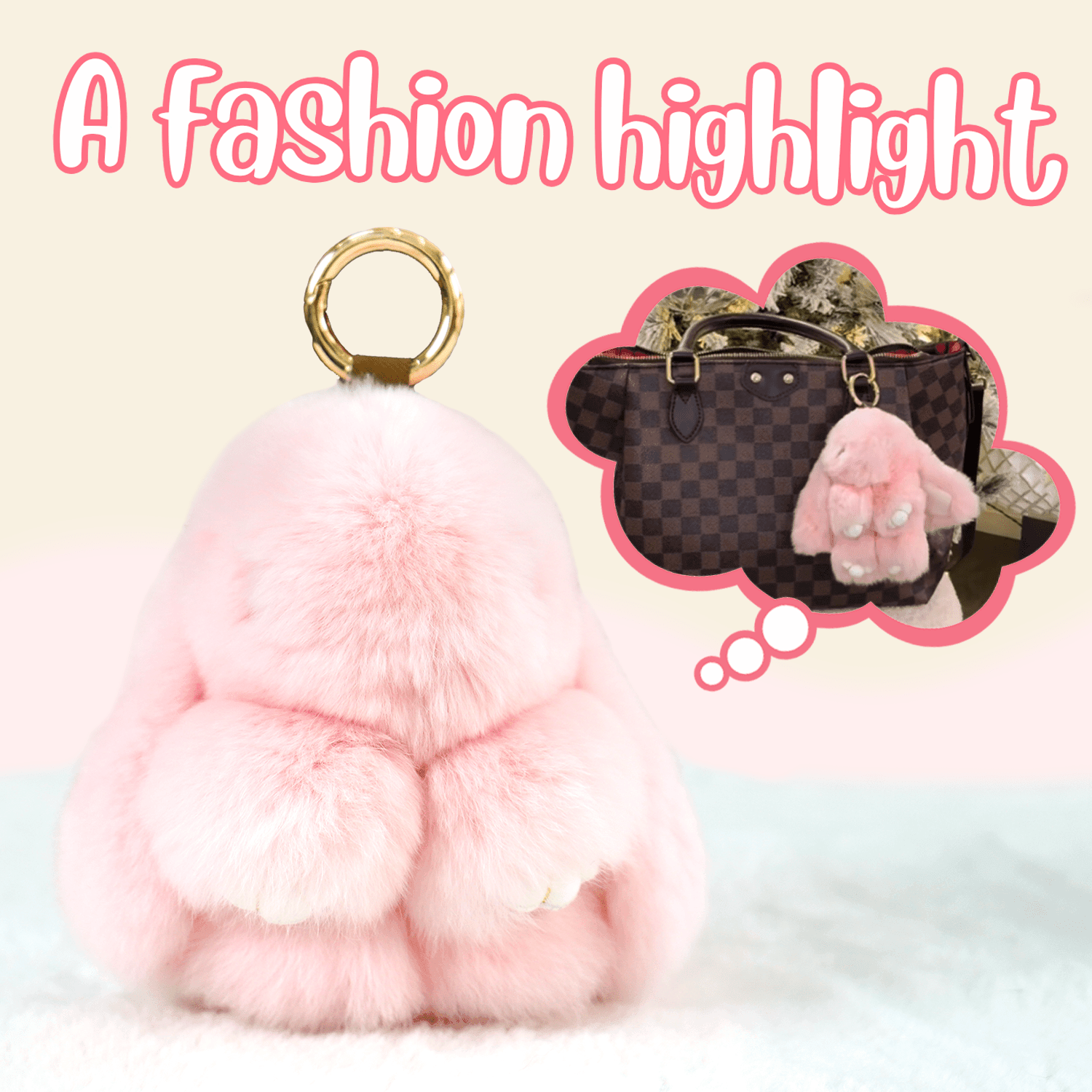 Soft handmade bunny keychain detail