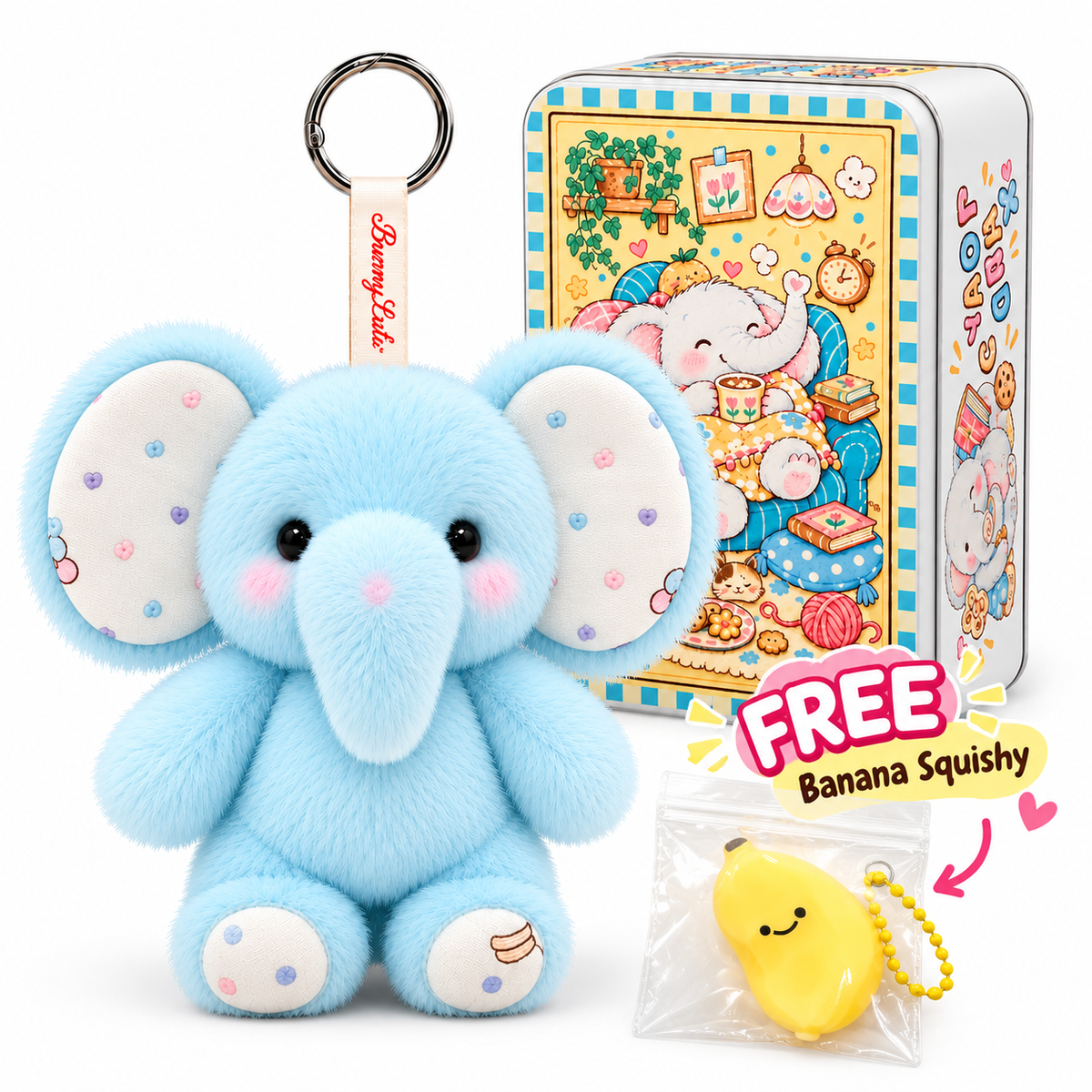 BunnyLulu Original Soft Chubby Elephant TuTu with Metal Tin, Movable Arms & Legs,Exclusive Design