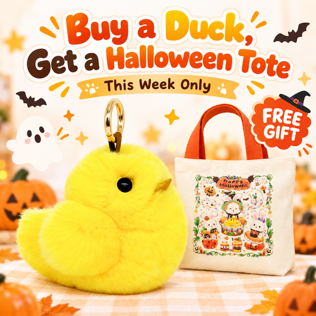 BunnyLulu Original Chubby Ducky - DuckyGaga Plush Keychain with Gift Box, Ultra Soft & Squishy Companion