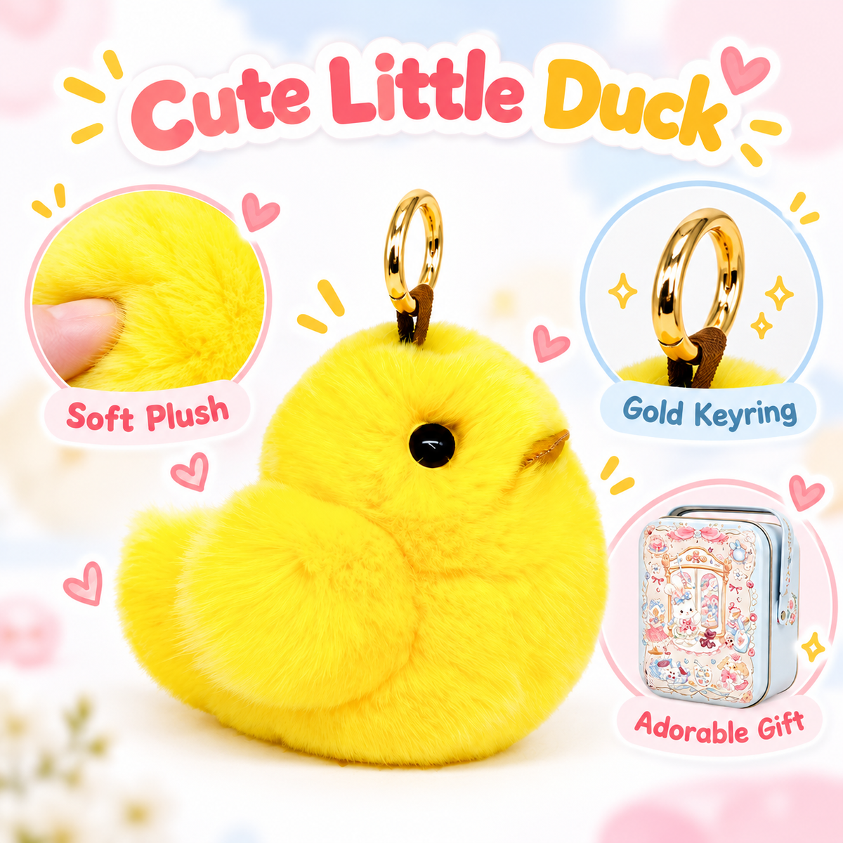 BunnyLulu Original Chubby Ducky - DuckyGaga Plush Keychain with Gift Box, Ultra Soft & Squishy Companion