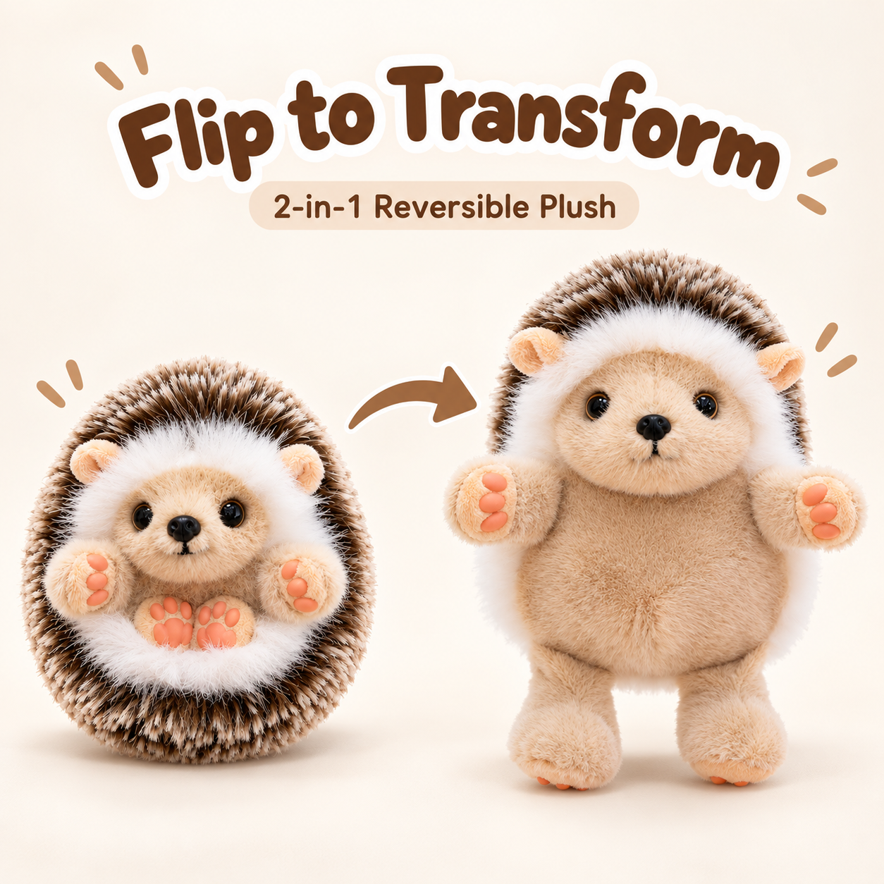Bunnylulu Originial Hedgehog Plush Keychain with Metal Tin, Flip & Transform Plush/Bag Charm, Kids Gift