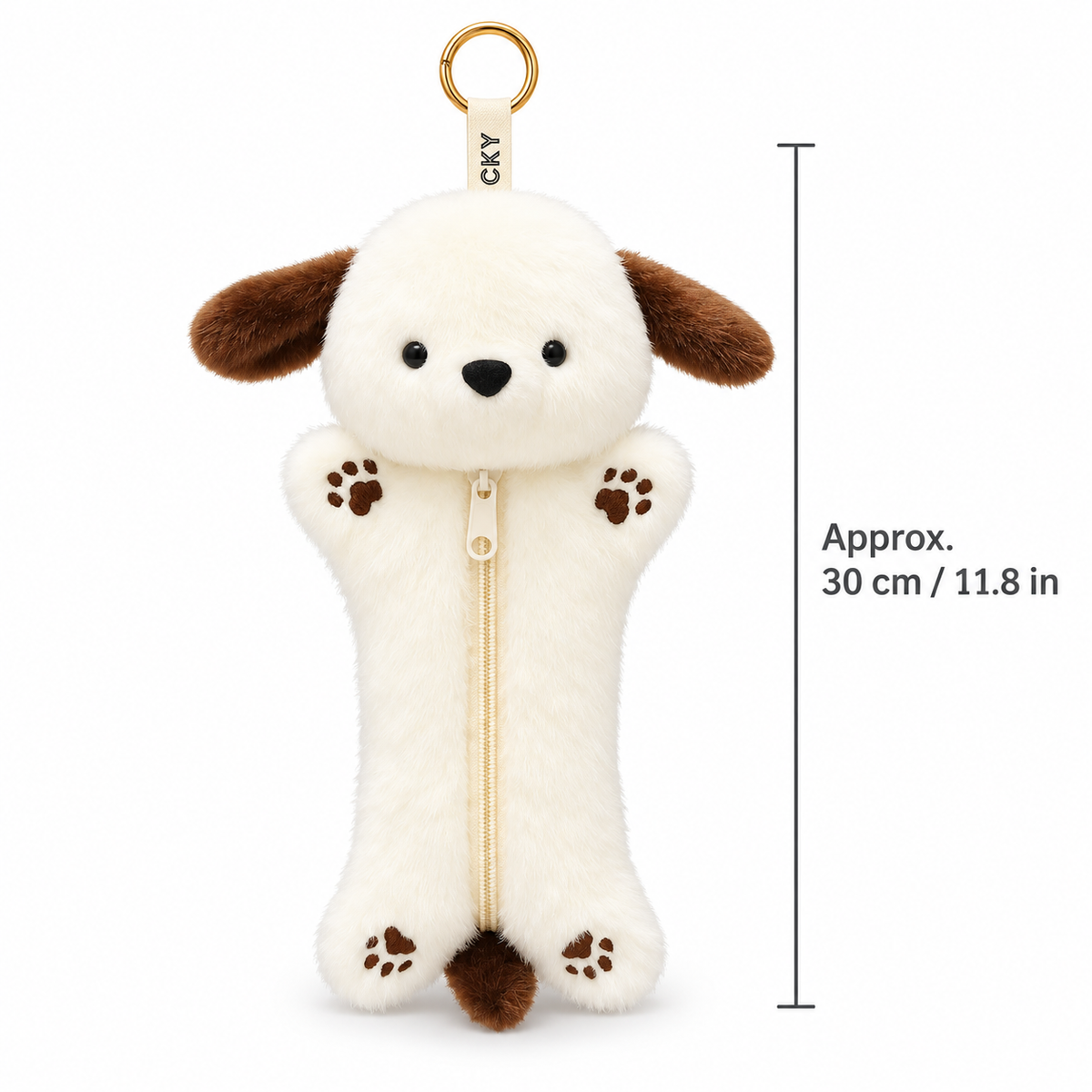 Bunnylulu Original Fluffy Cute Animal Plush Zipper Pouch – Pencil Case & Bag Charm Keychain
