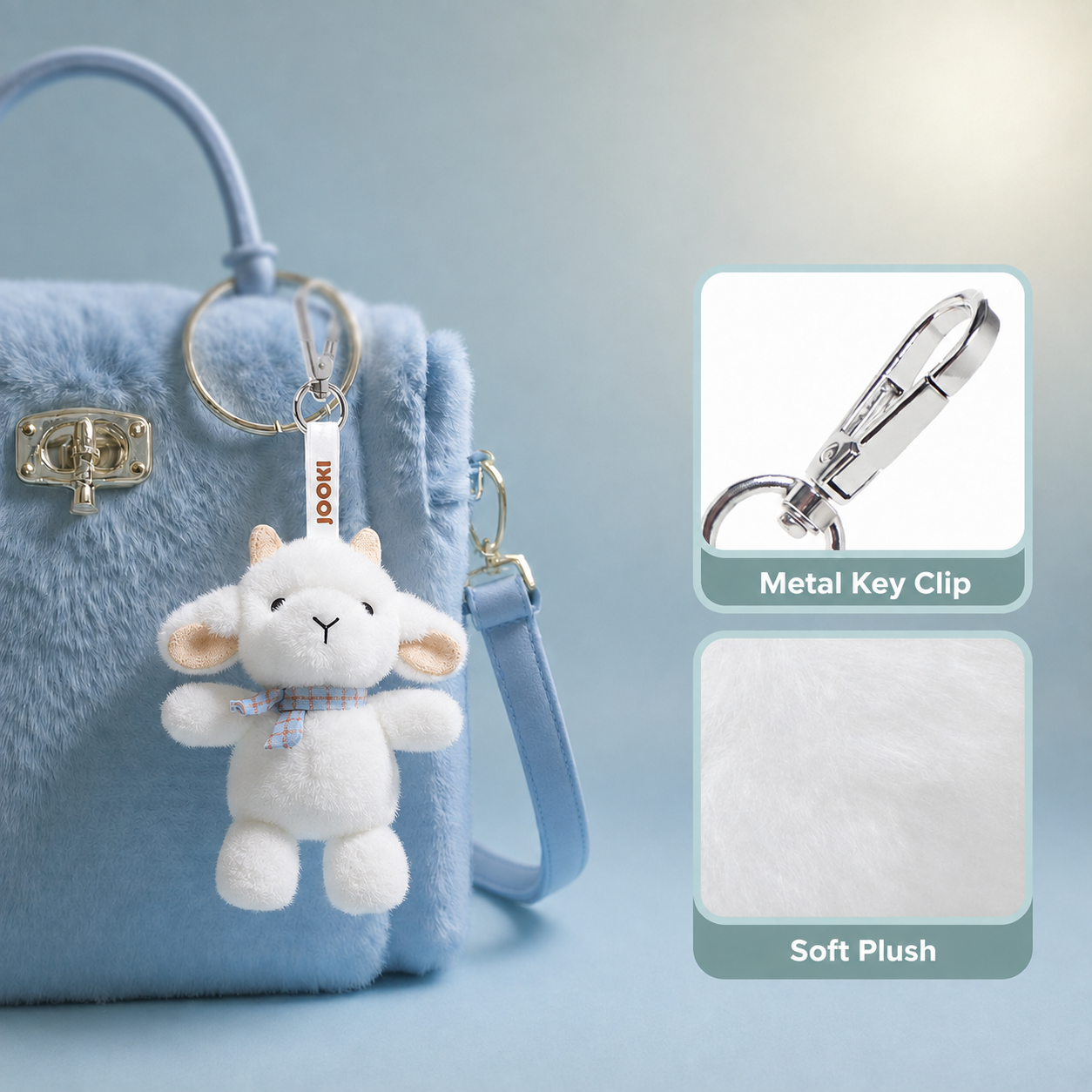 BunnyLulu Original 100% Vegan Forest Series Plush Keychain with a Metal Tin, Fox/Sheep/Bunny/Piggie/Monkey