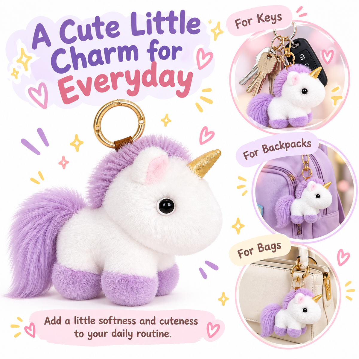 BunnyLulu Original 100% Vegan Unicorn Plush Keychain with Collector's Tin