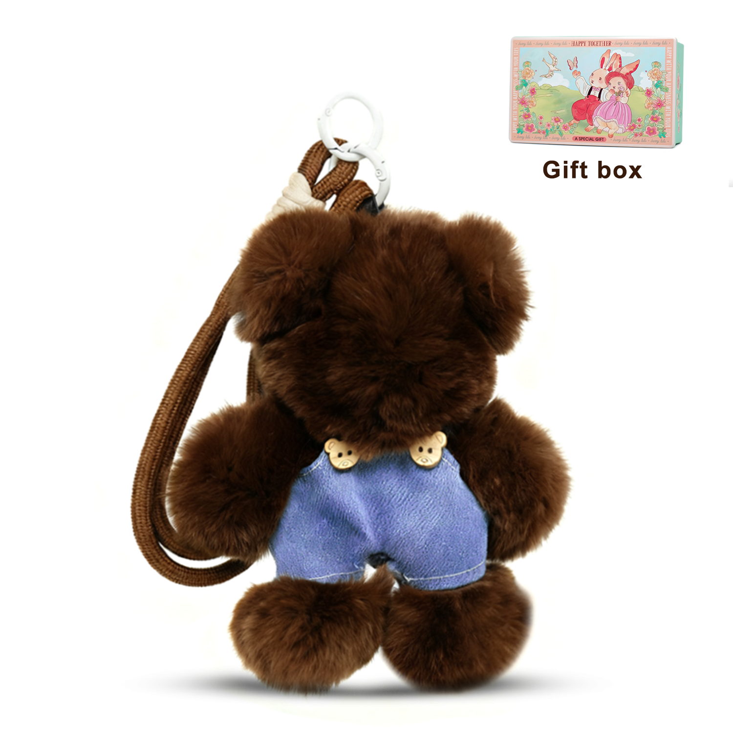 BunnyLulu Original Fluffy Teddy Bear Head Keychain with Collector's Tin