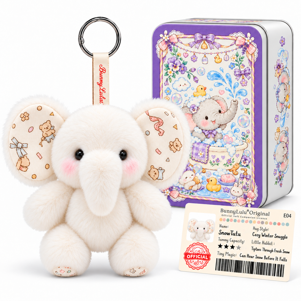 BunnyLulu Original Soft Chubby Elephant TuTu with Metal Tin, Movable Arms & Legs,Exclusive Design