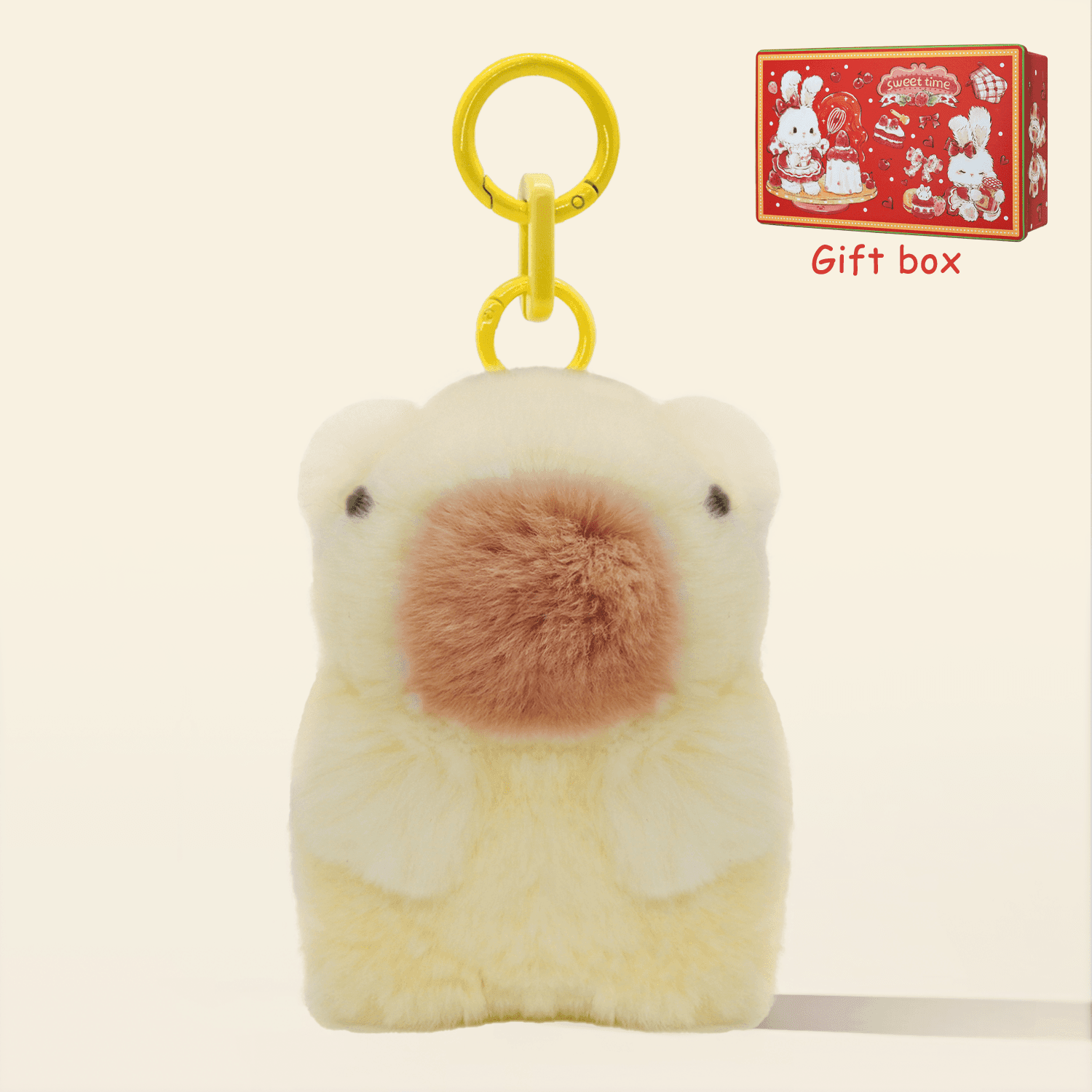 BunnyLulu Handmade Capybara PomPom Keychain with Designed Tin - BunnyLulu
