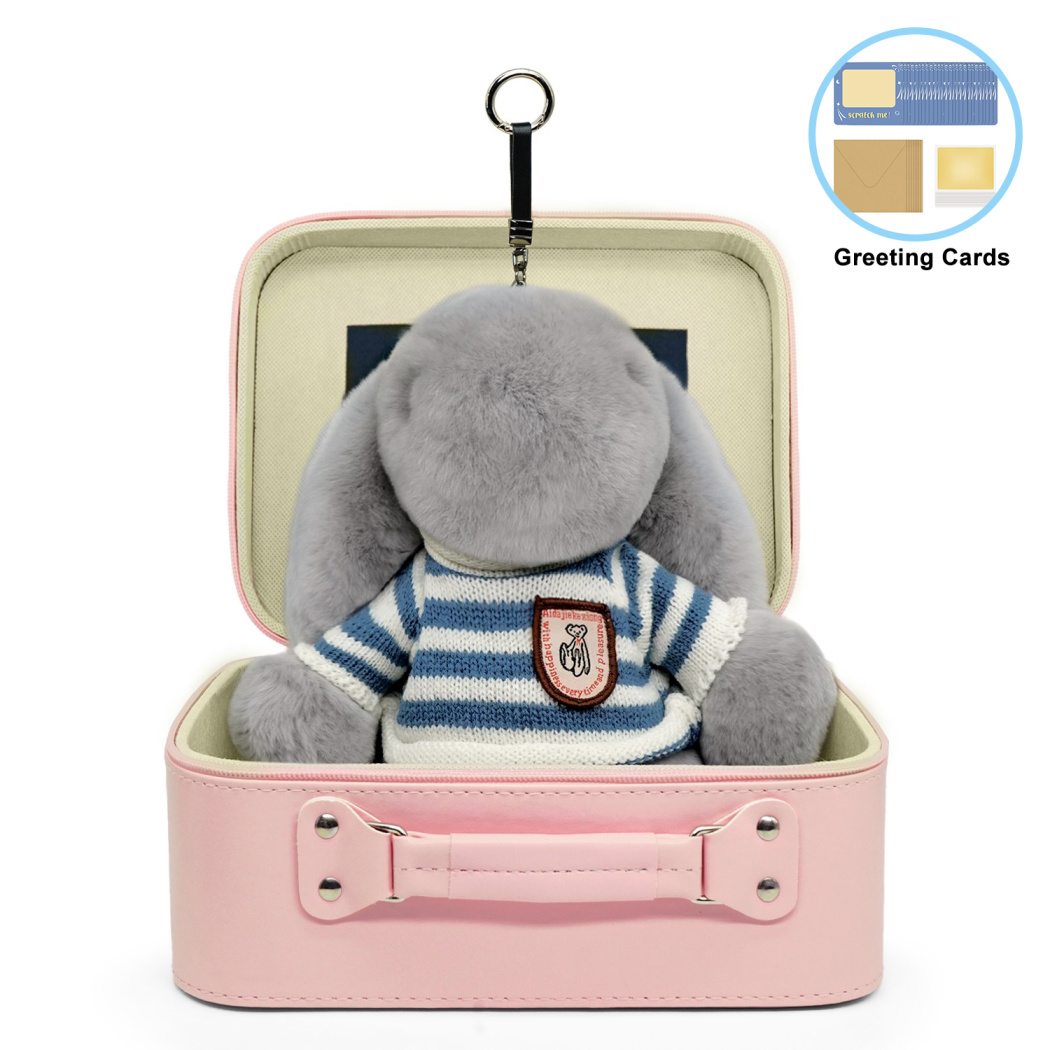 BunnyLulu Original XL Bunny Plush Toy Gift with Designed Makeup box, 13 inches