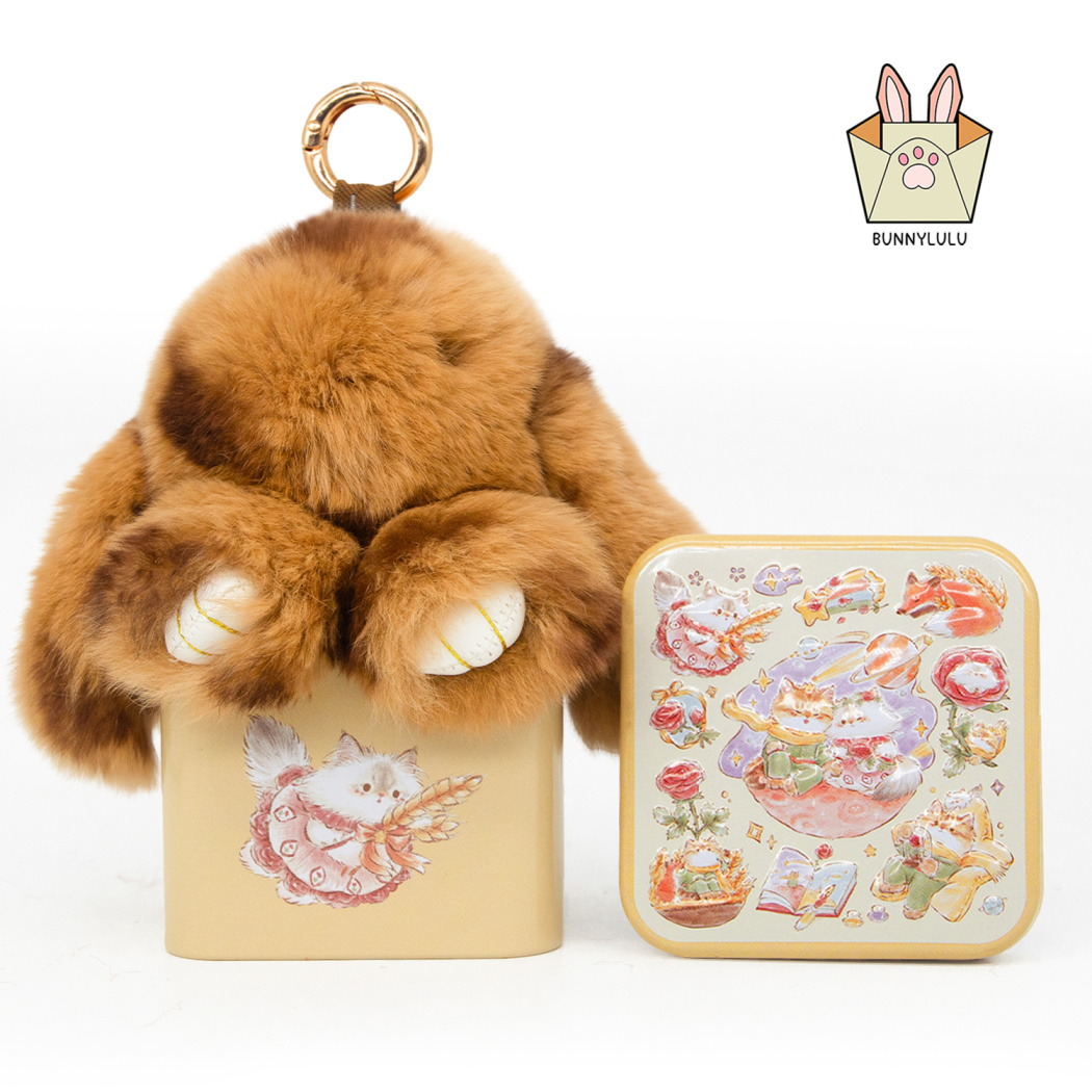 BunnyLulu Original Handmade Spotted Mini-Bunny Keychain with Gift Box Birthday Easter Gift Idea