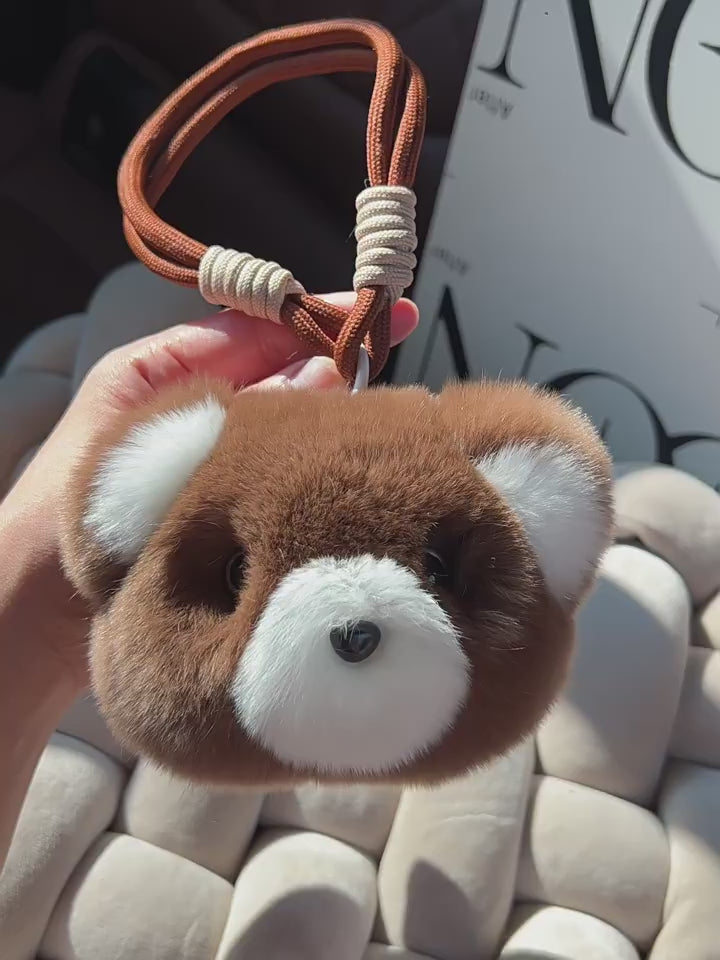 Fluffy Teddy Bear Head Keychain with Gift Tin