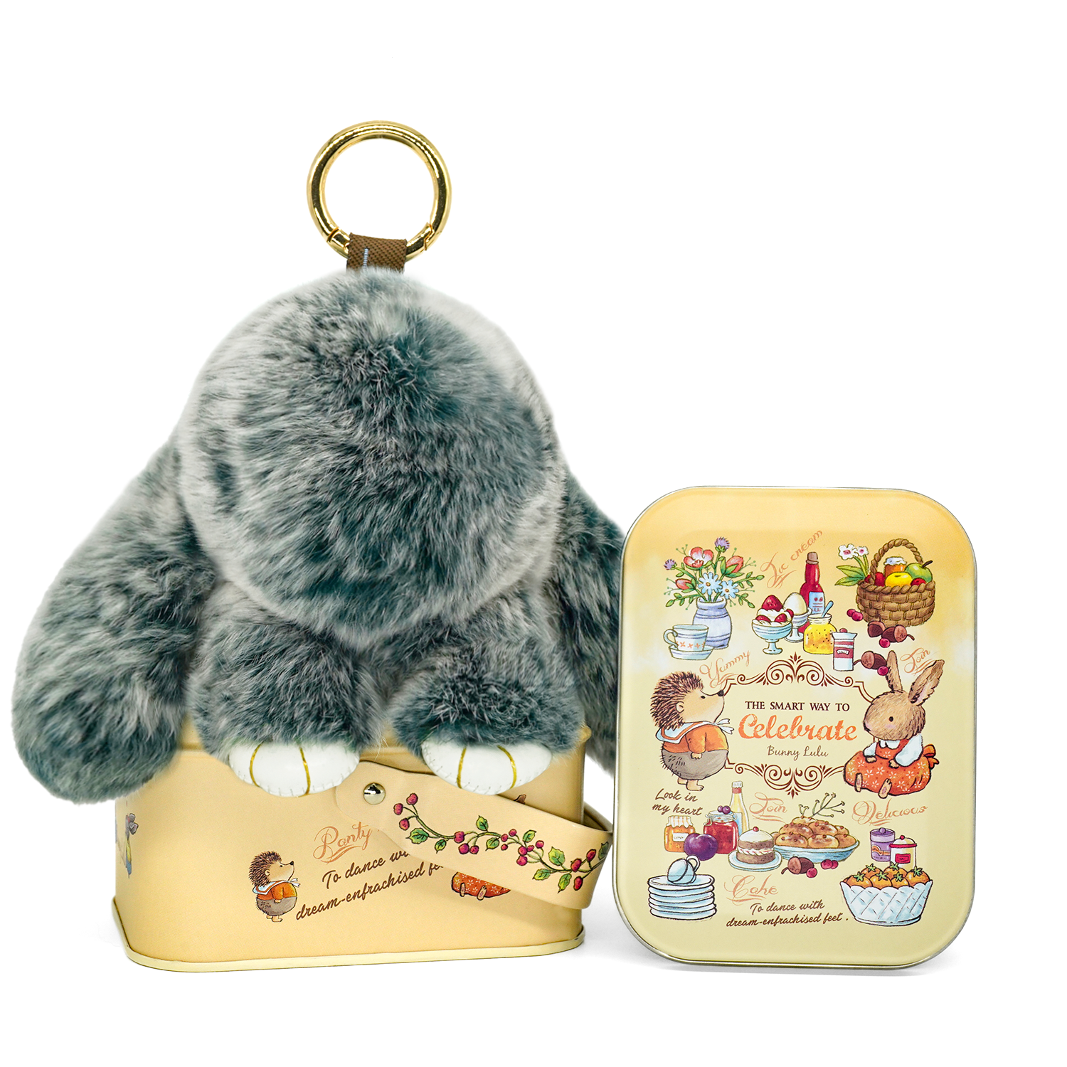 BunnyLulu™ Handmade Plush Bunny Keychain with Designed Tin - BunnyLulu