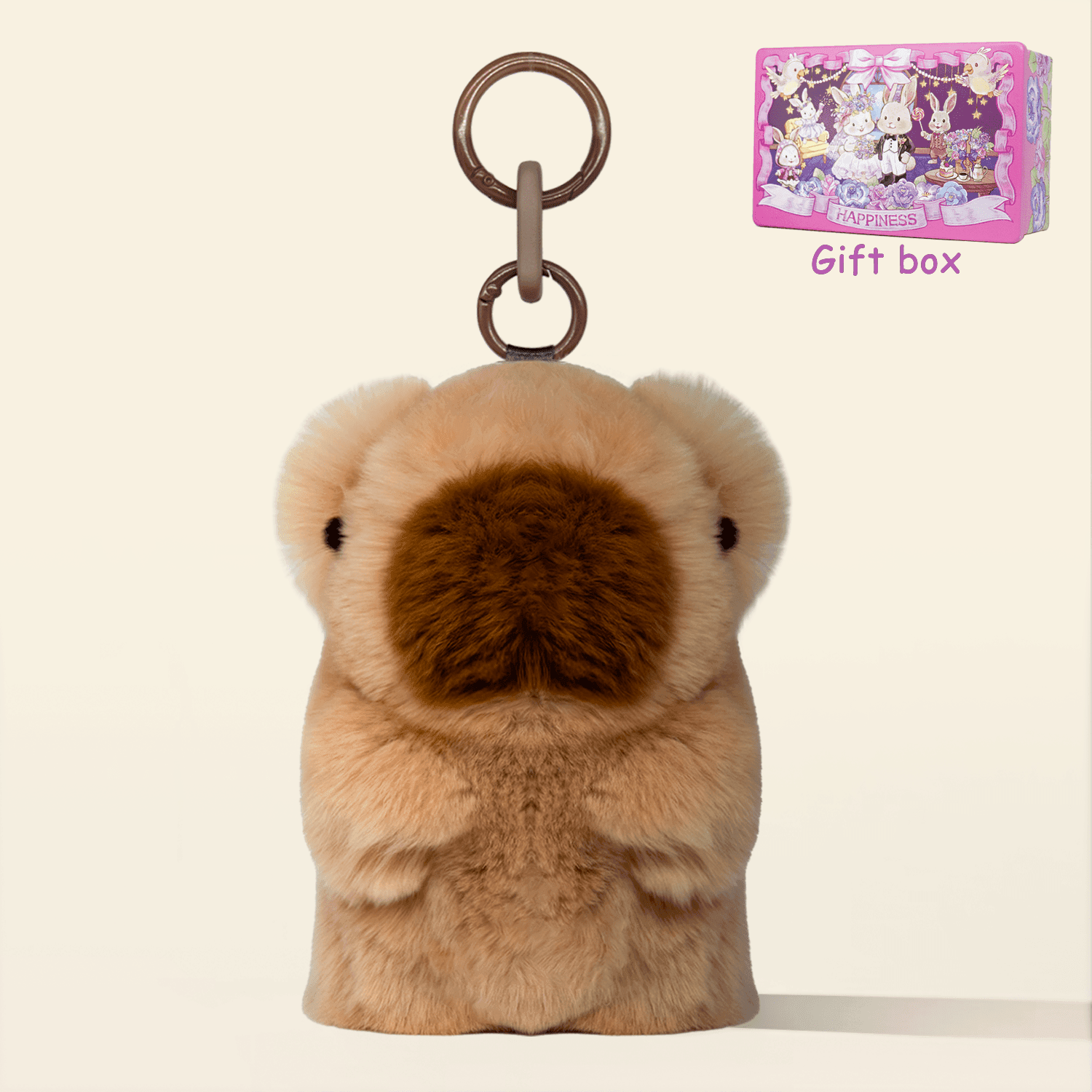 【BunnyLulu】Handmade Capybara PomPom Keychain with Designed Tin - BunnyLulu